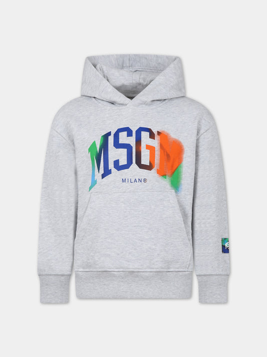 Felpa grigia per bambina con logo multicolor,Msgm Kids,F3MSJBHS109 107