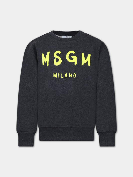 Felpa grigia per bambini con logo,Msgm Kids,F3MSJUSW023 104