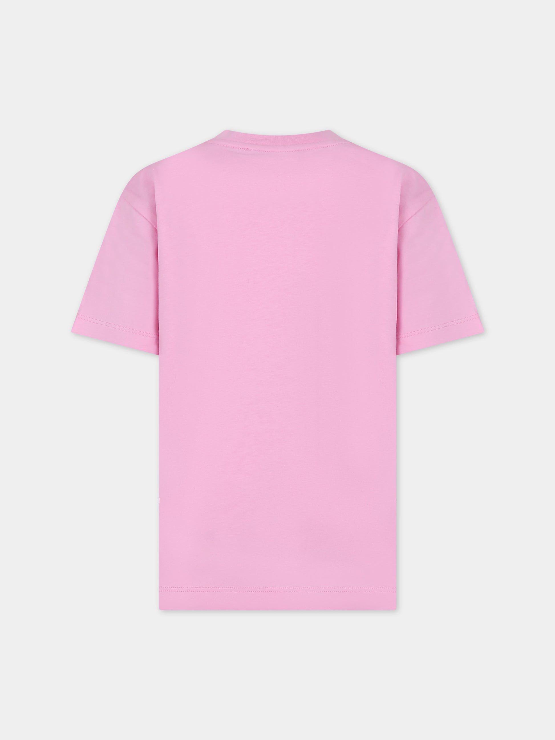 T-shirt rosa per bambina con logo,Msgm Kids,F3MSJUTH009 042
