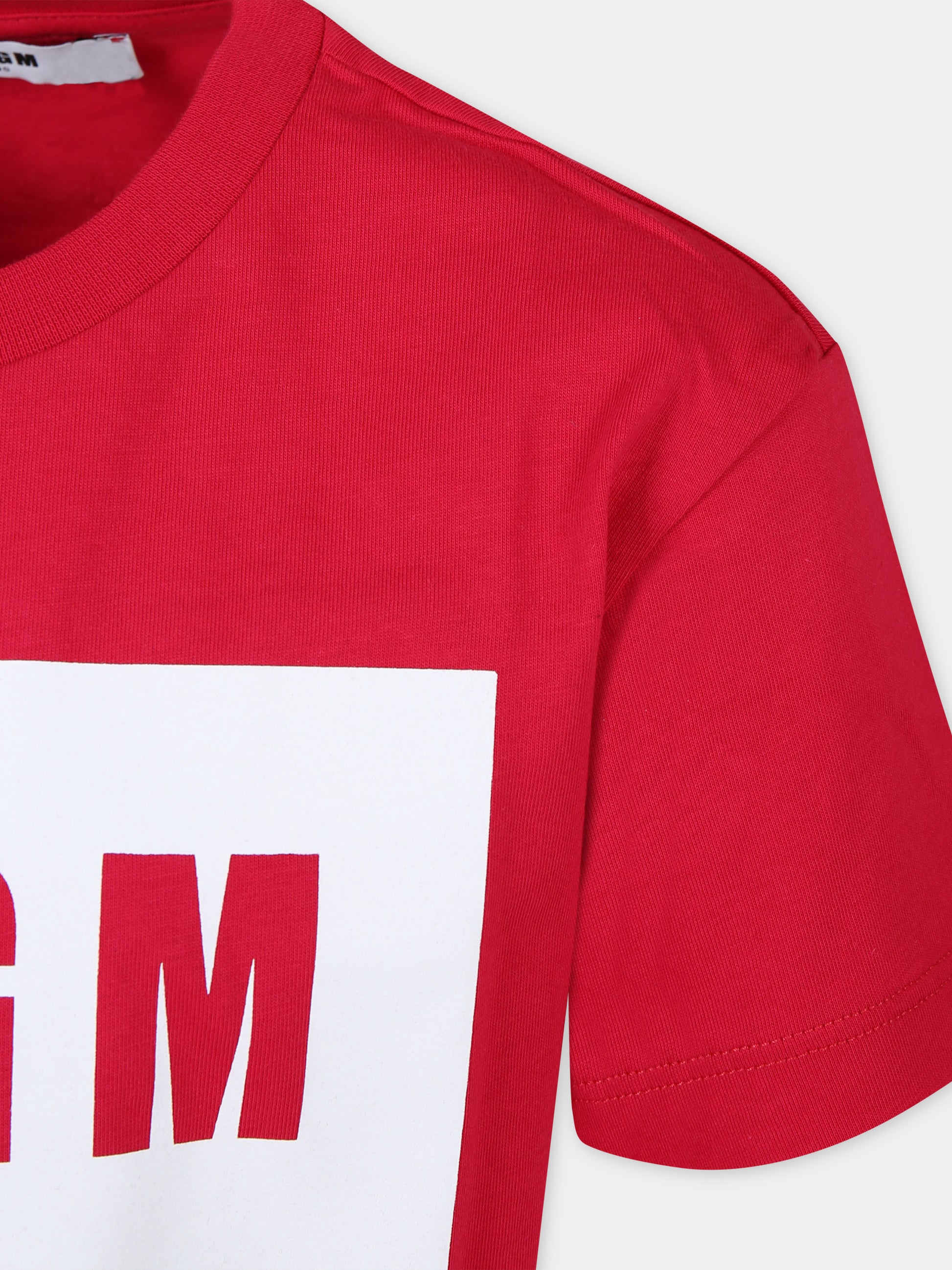 T-shirt fucsia per bambina con logo,Msgm Kids,F3MSJUTH009 044