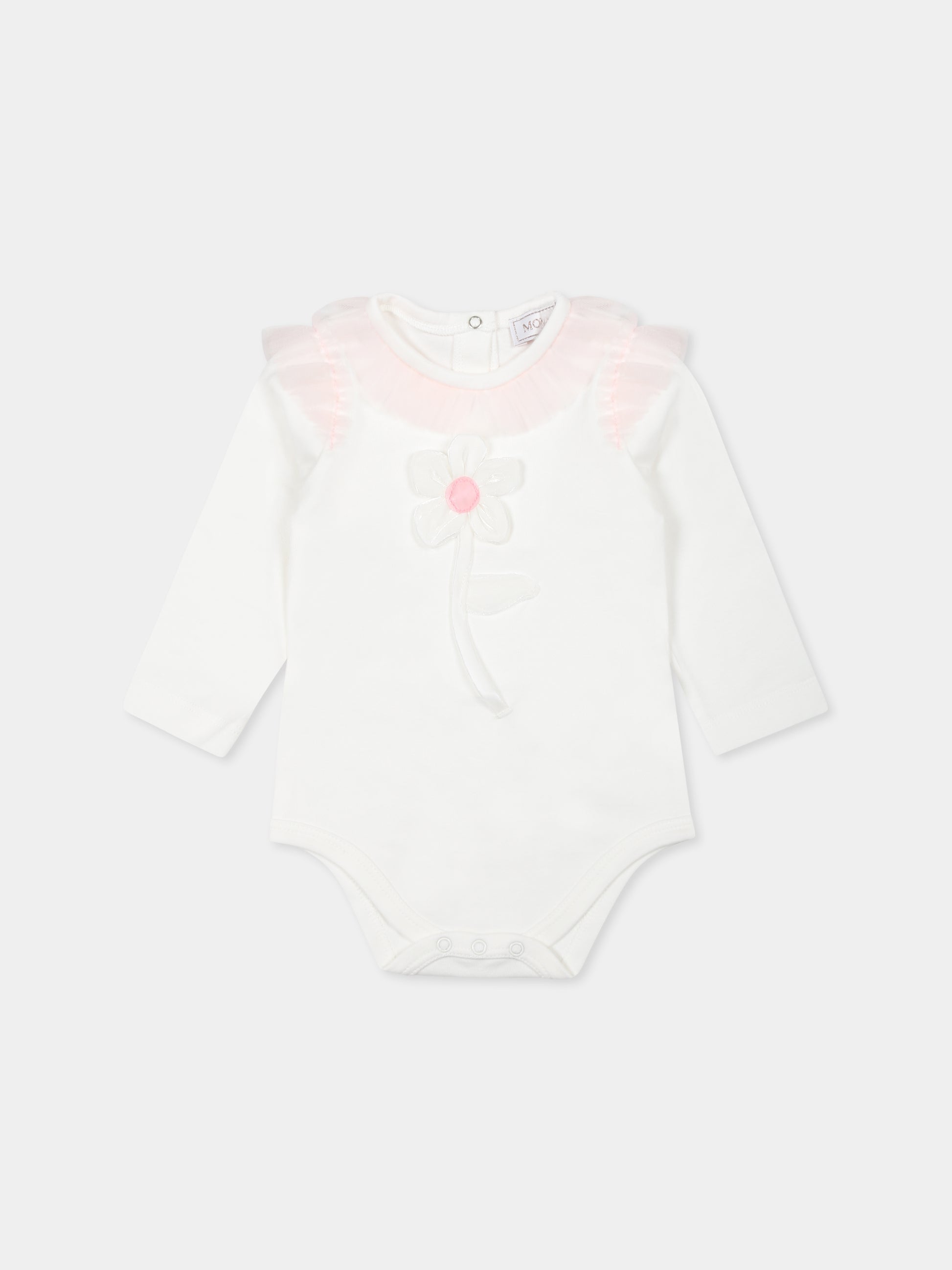 Completo rosa per neonata con fiore,Monnalisa,35D504 4004 0191