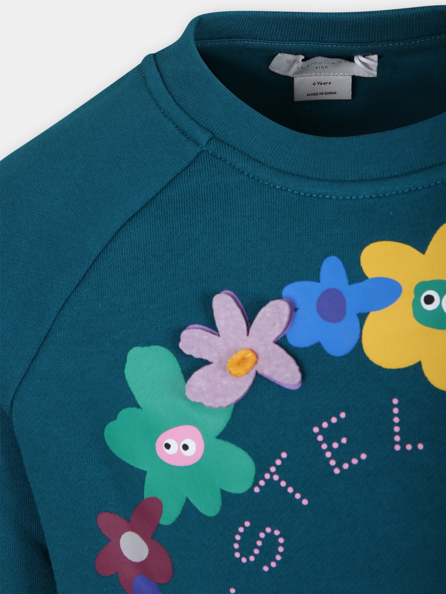 Completo verde per bambina con fiori e logo,Stella Mccartney Kids,TT3A70 Z0447 619