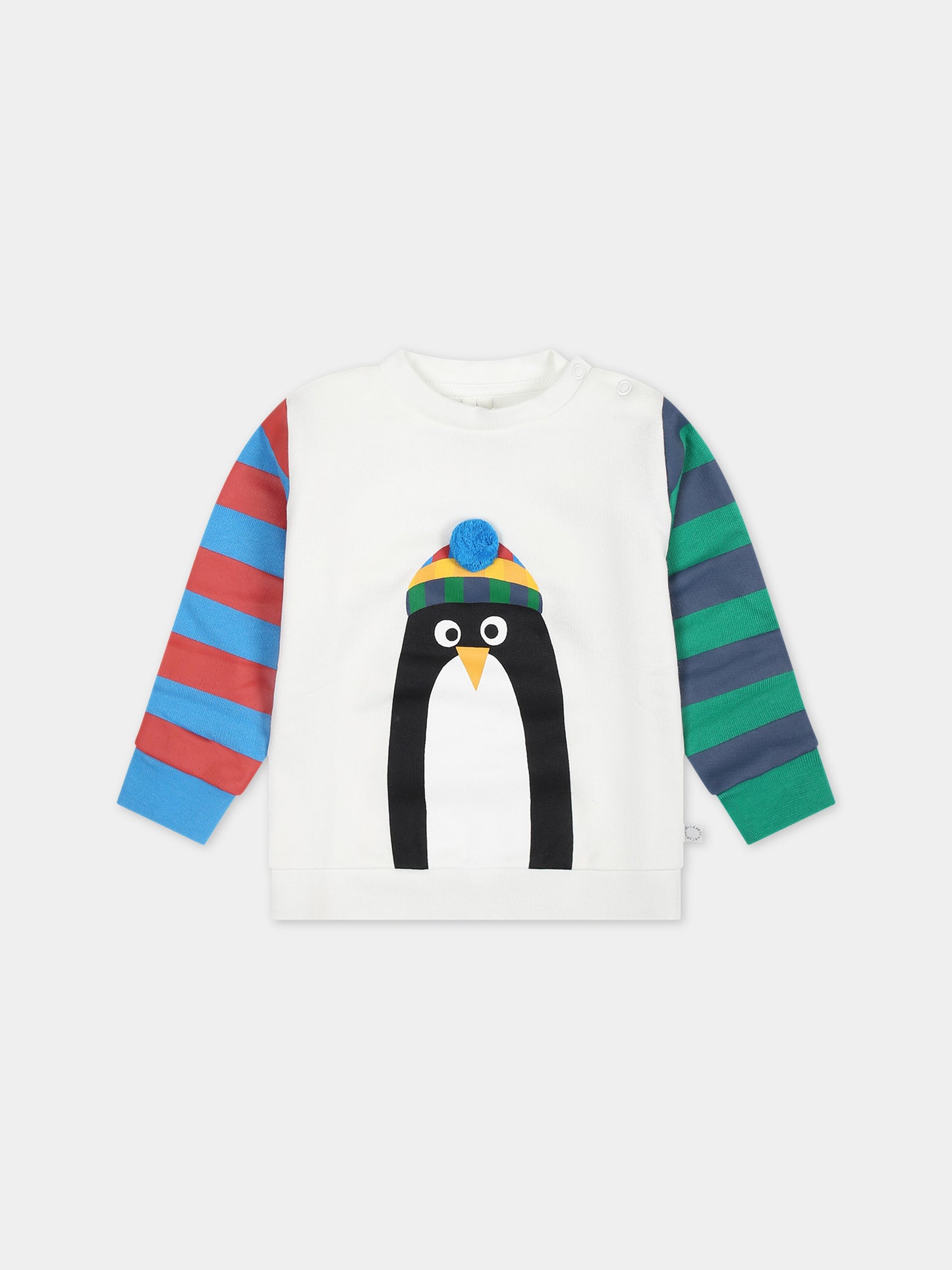 Felpa bianca per neonato con pinguino,Stella Mccartney Kids,TT4600 Z0447 101