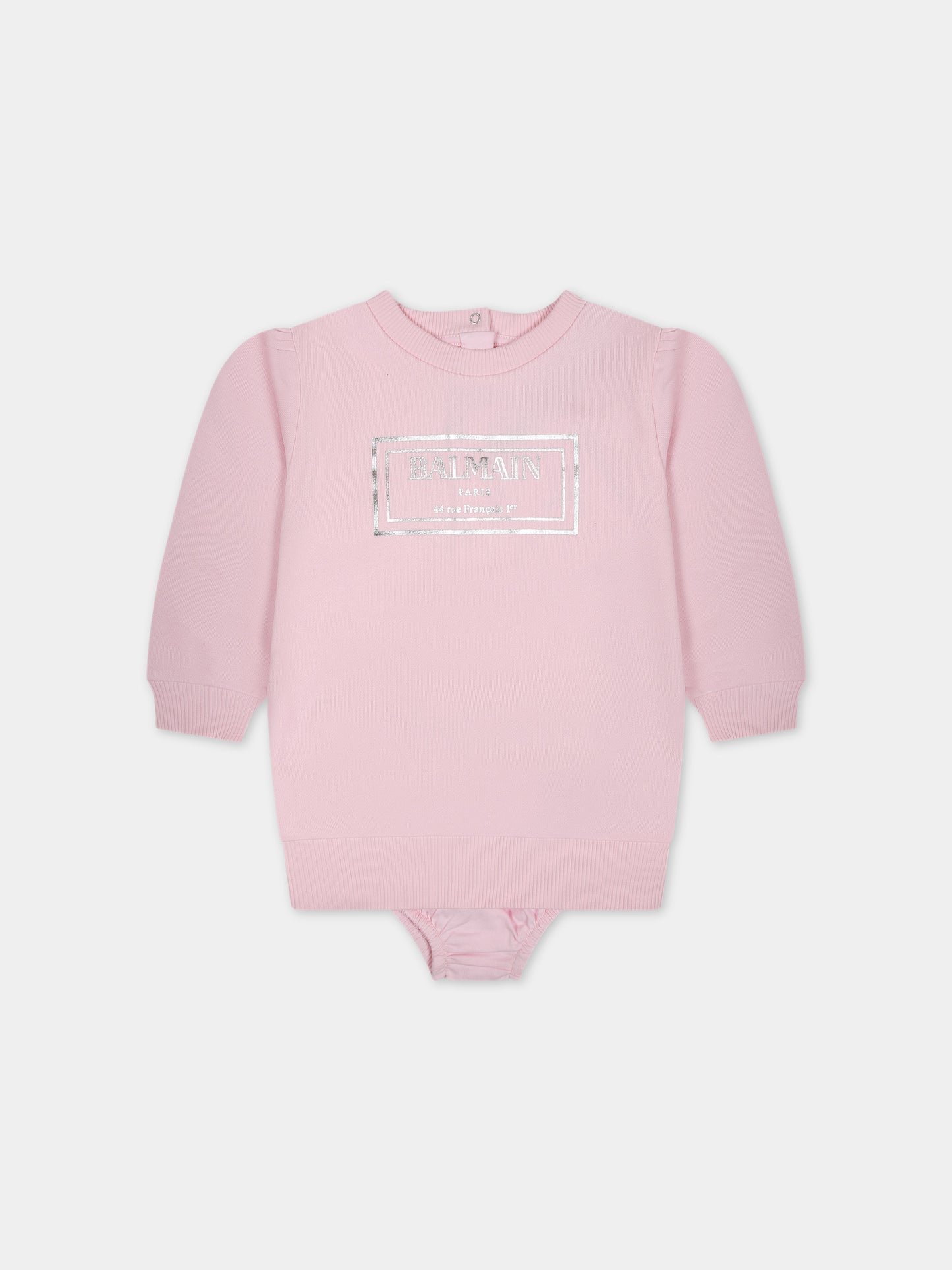 Vestito rosa per neonata con logo,Balmain Kids,BT1140 Z0081 540AG