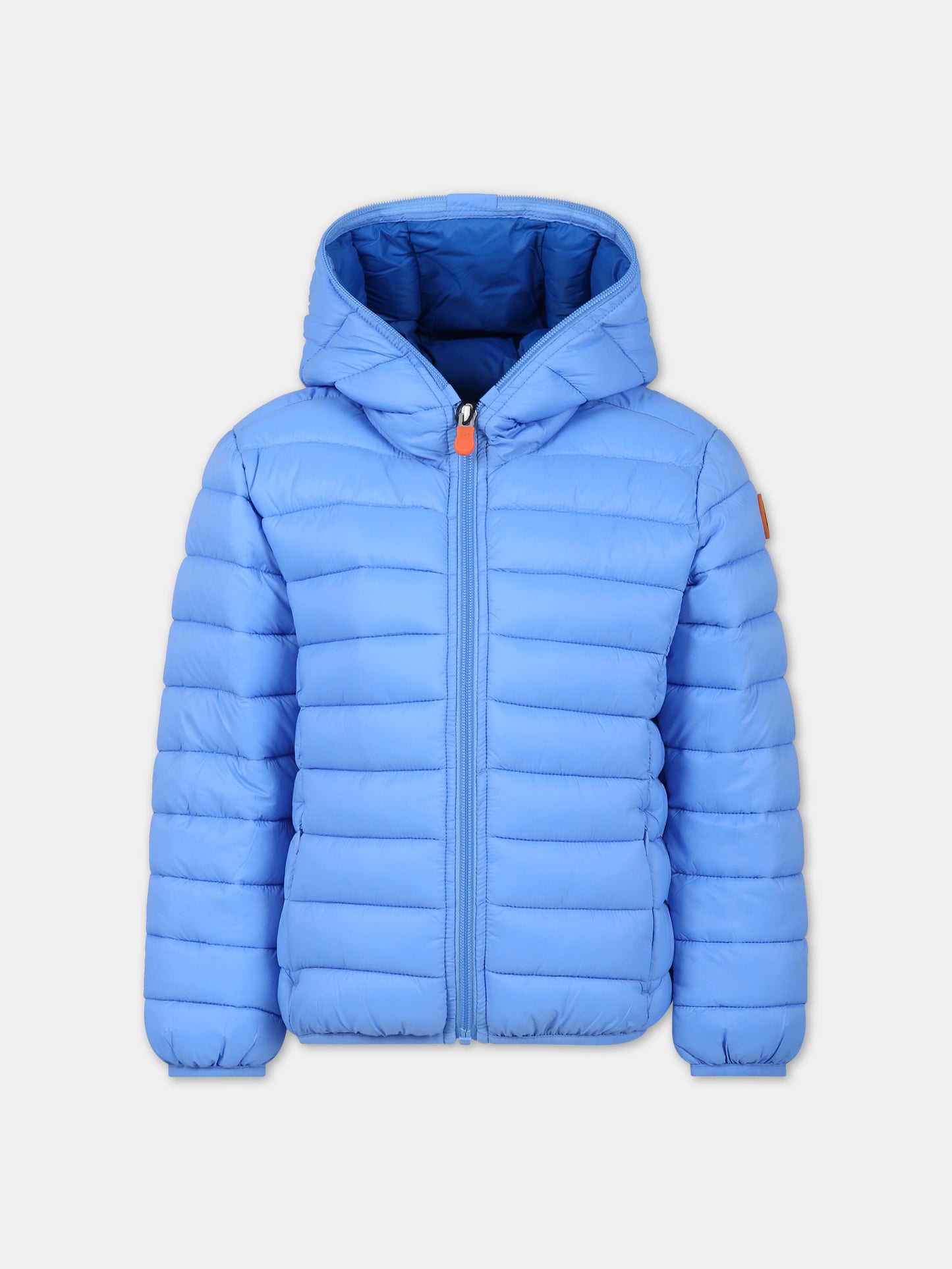 Piumino Dony azzurro per bambino con logo,Save The Duck Kids,J30650B GIGA17 90059