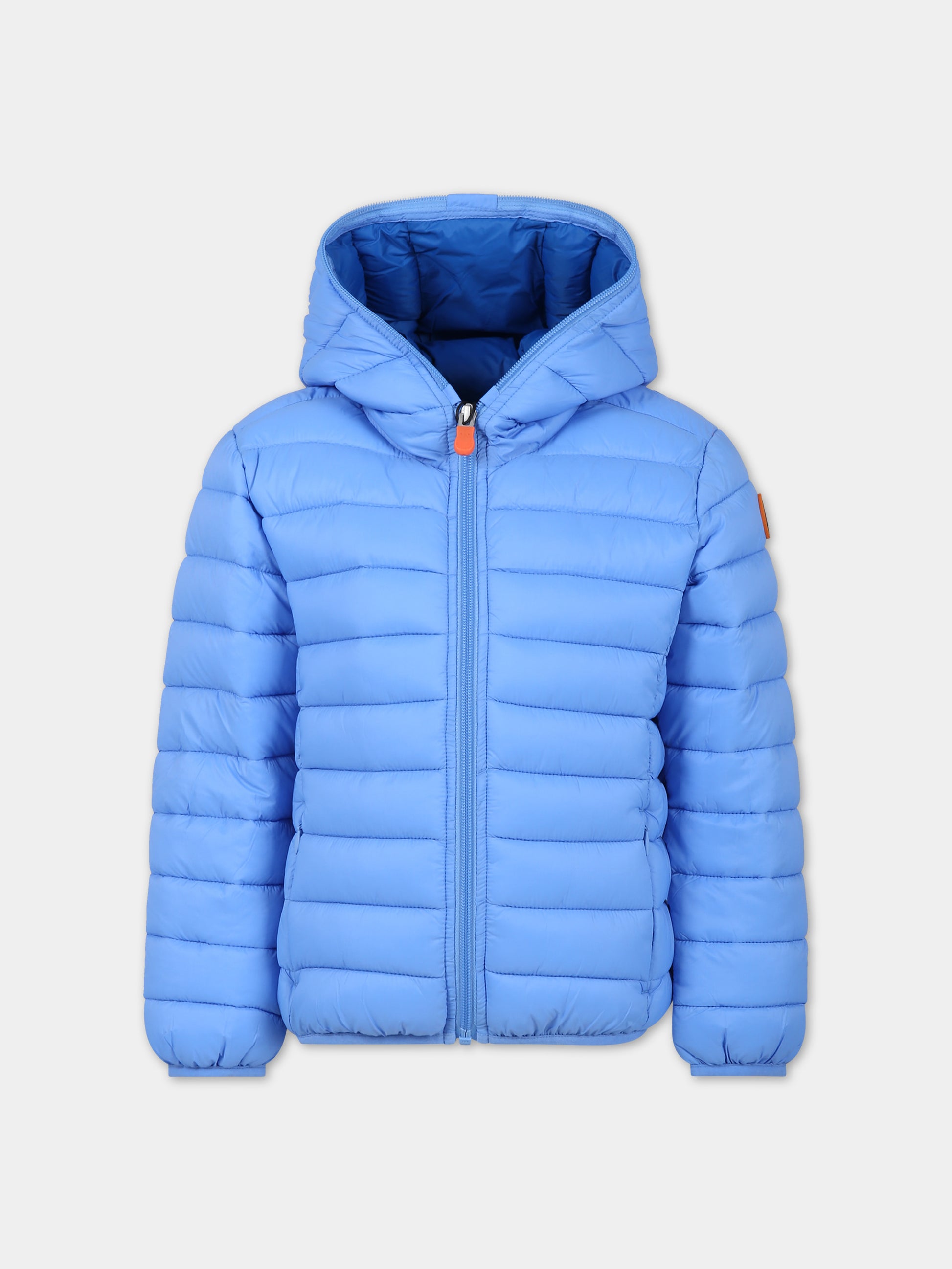 Piumino Dony azzurro per bambino con logo,Save The Duck Kids,J30650B GIGA17 90059