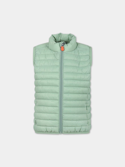 Gilet Dolin verde per bambino con logo iconico,Save The Duck Kids,J82430X GIGA16 50041