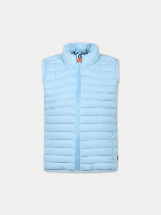 Gilet Dolin celeste per bambino con logo iconico,Save The Duck Kids,J82430X GIGA16 90036