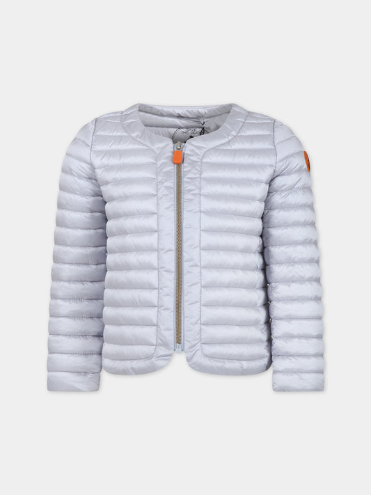 Piumino Vela grigio per bambina con logo iconico,Save The Duck Kids,J30614G IRIS16 10008