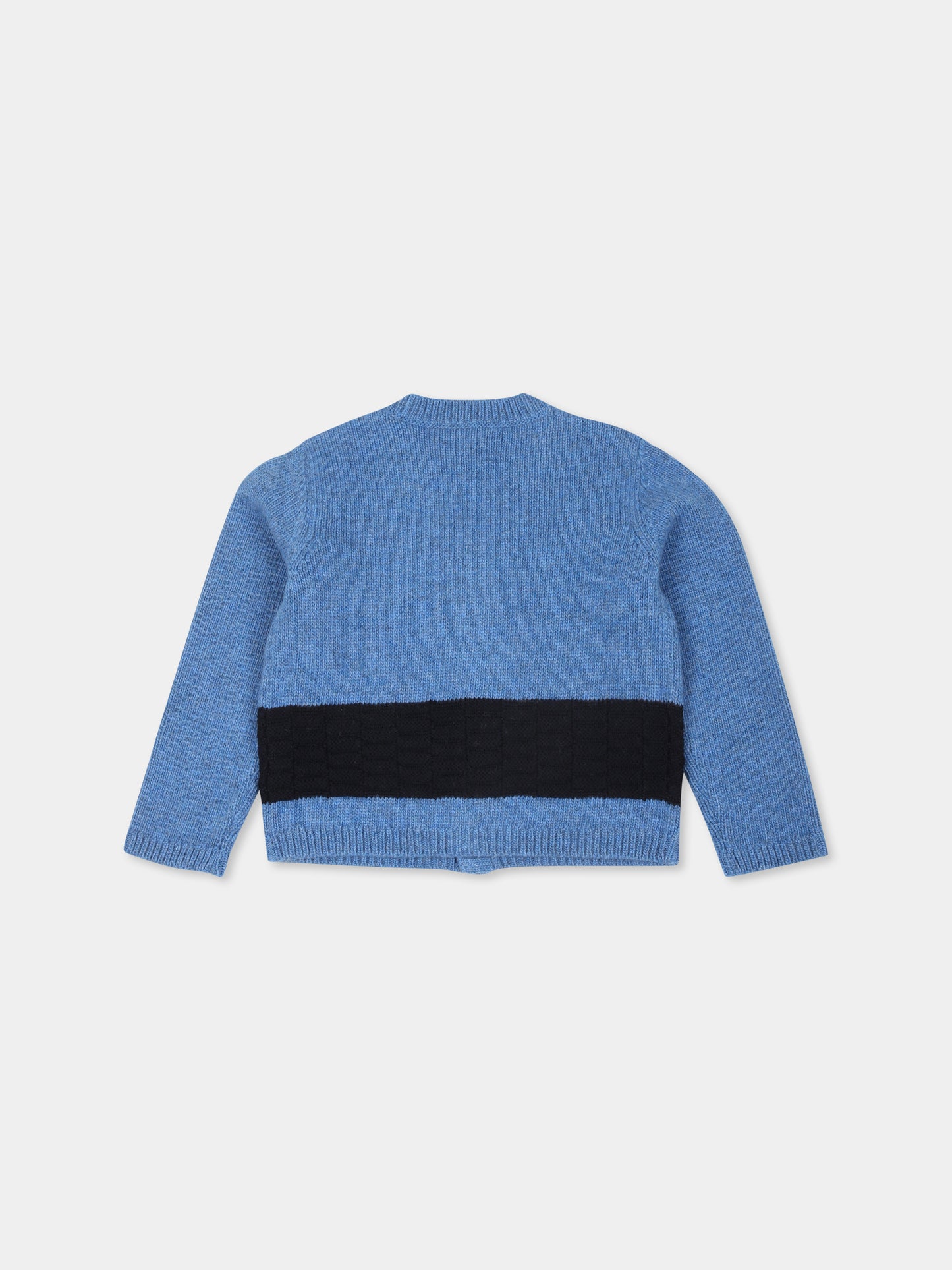 Cardigan azzurro per neonato con cane e logo,Gucci Kids,793448 XKD53 4027