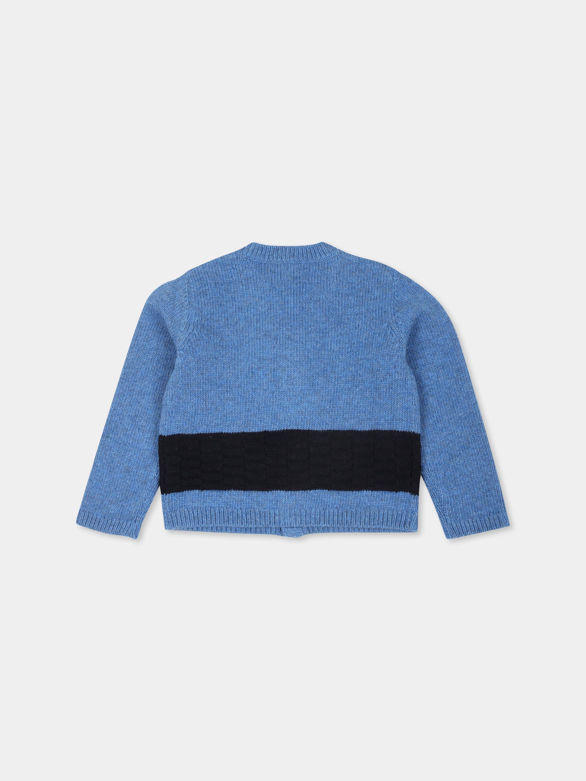 Cardigan azzurro per neonato con cane e logo,Gucci Kids,793448 XKD53 4027