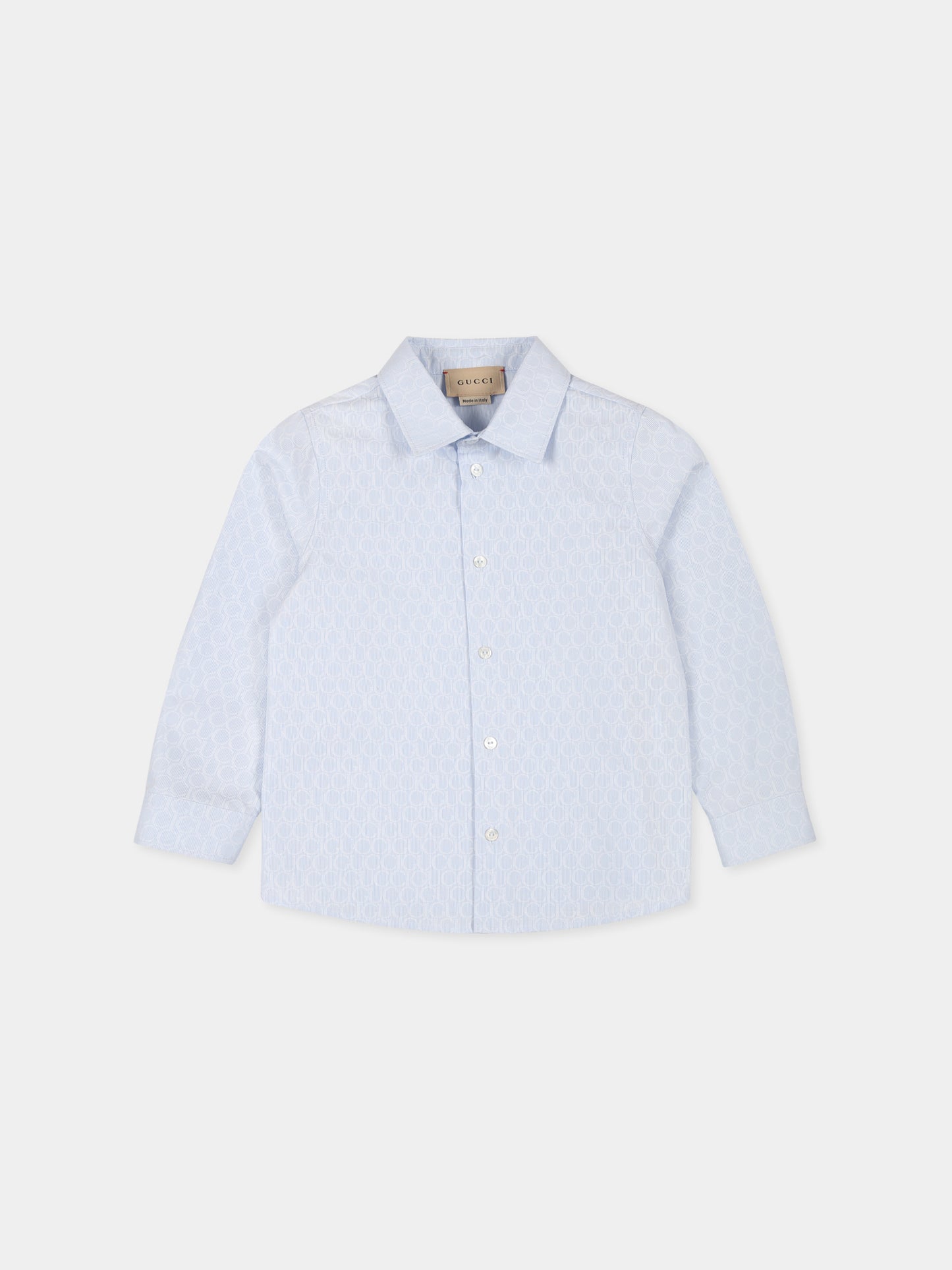 Camicia celeste per neonato con logo Gucci magazine,Gucci Kids,791255 XWA2D 4421