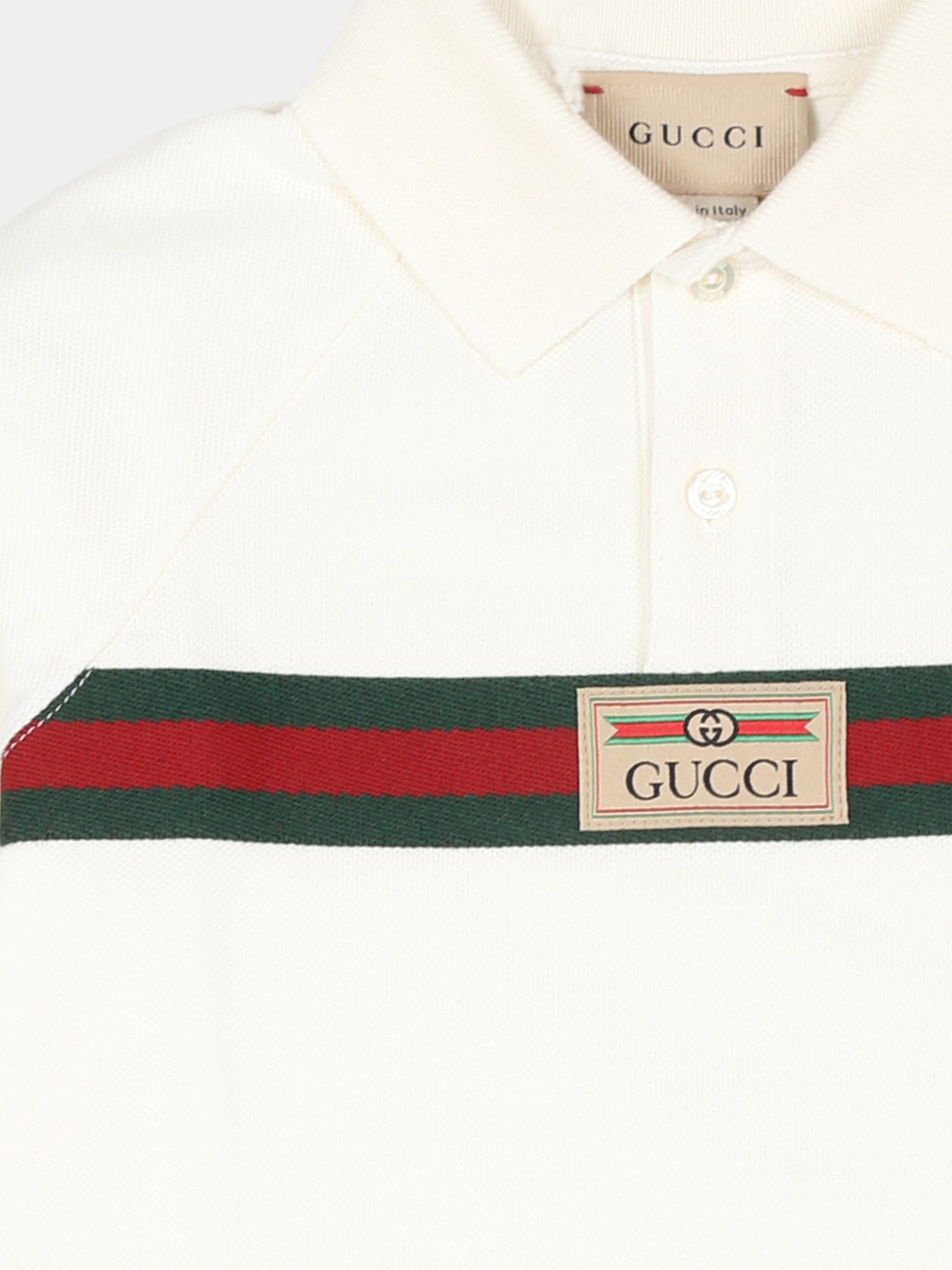 Polo avorio per neonato con logo,Gucci Kids,787505 XJF3F 9791