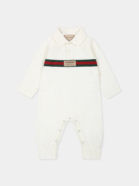 Tutina avorio per neonati con nastro Web,Gucci Kids,790518 XJF3F 9791
