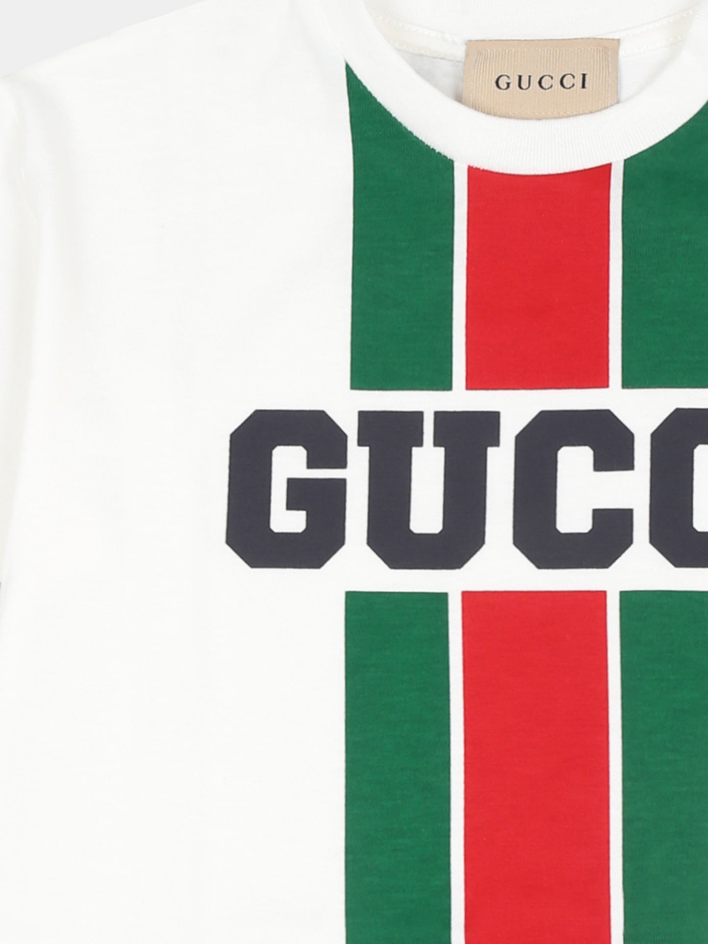 T-shirt bianca per neonato con logo,Gucci Kids,576871 XJGN7 9214