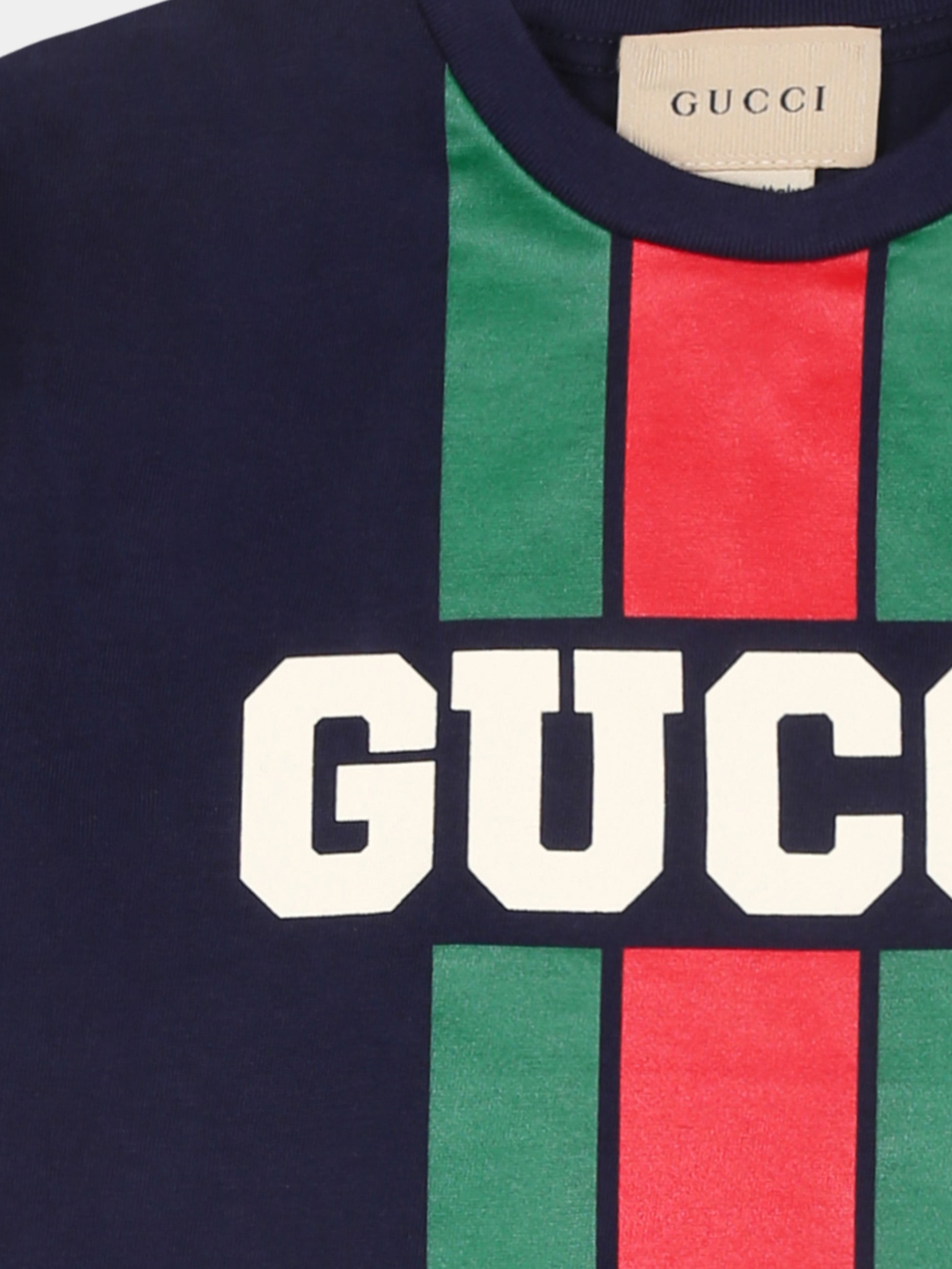 T-shirt blu per neonato con logo,Gucci Kids,576871 XJGN7 4392