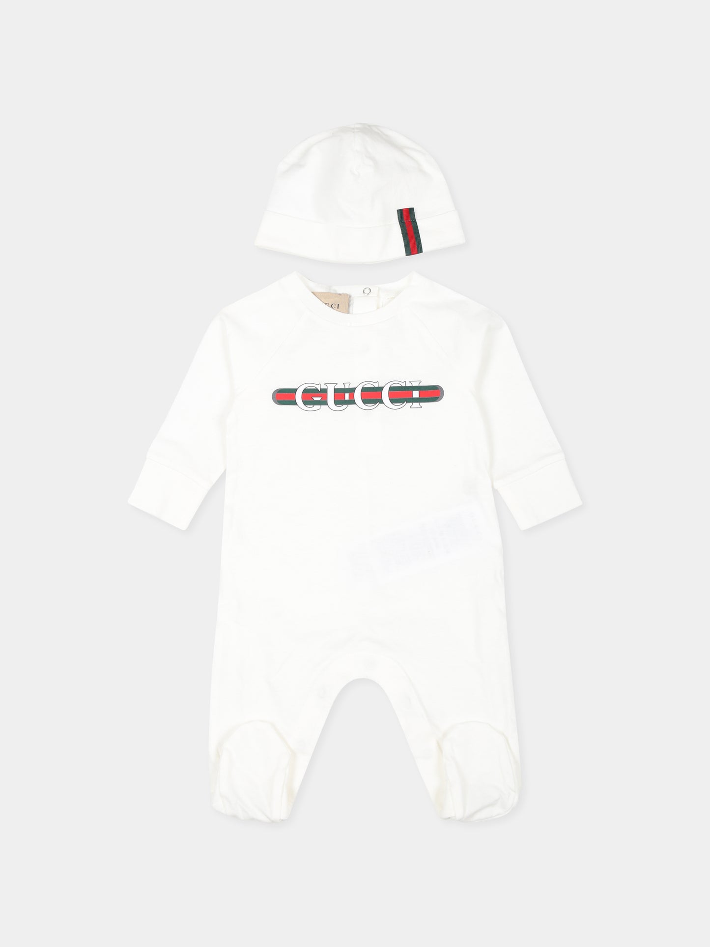 Set tutina bianco per neonati con logo,Gucci Kids,793521 XJGPI 9214