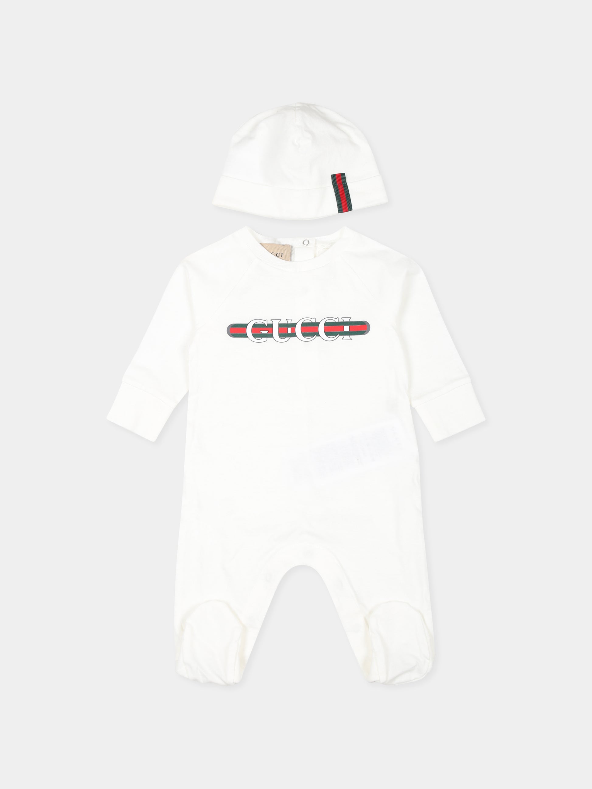 Set tutina bianco per neonati con logo,Gucci Kids,793521 XJGPI 9214