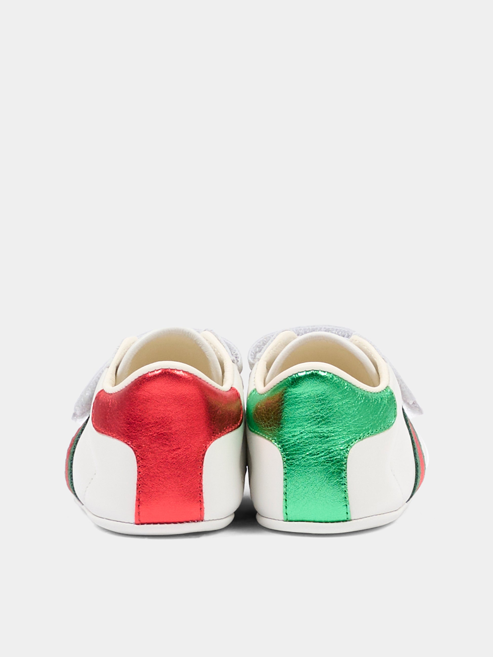 Sneakers Ace bianche per neonati con dettaglio Web,Gucci Kids,500852 BKPT0 9070