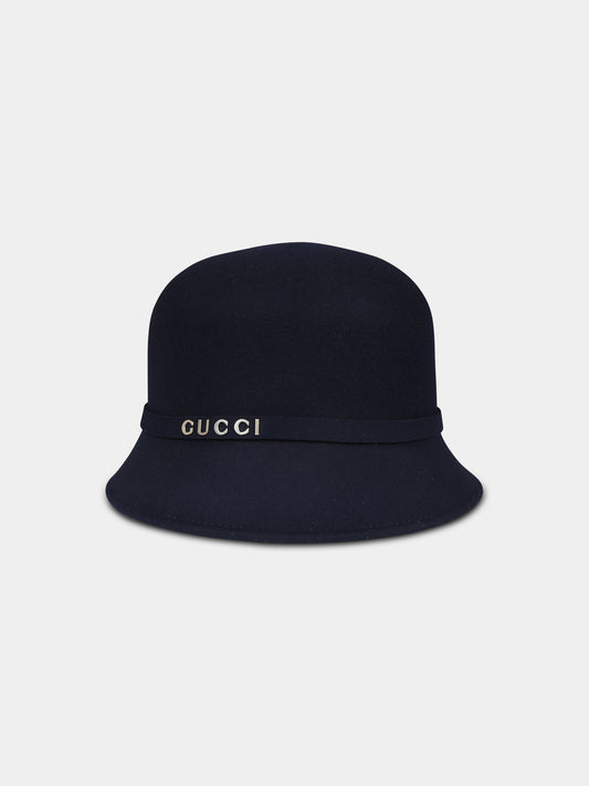 Cloche blu per bambina con logo,Gucci Kids,792485 4HA25 4000