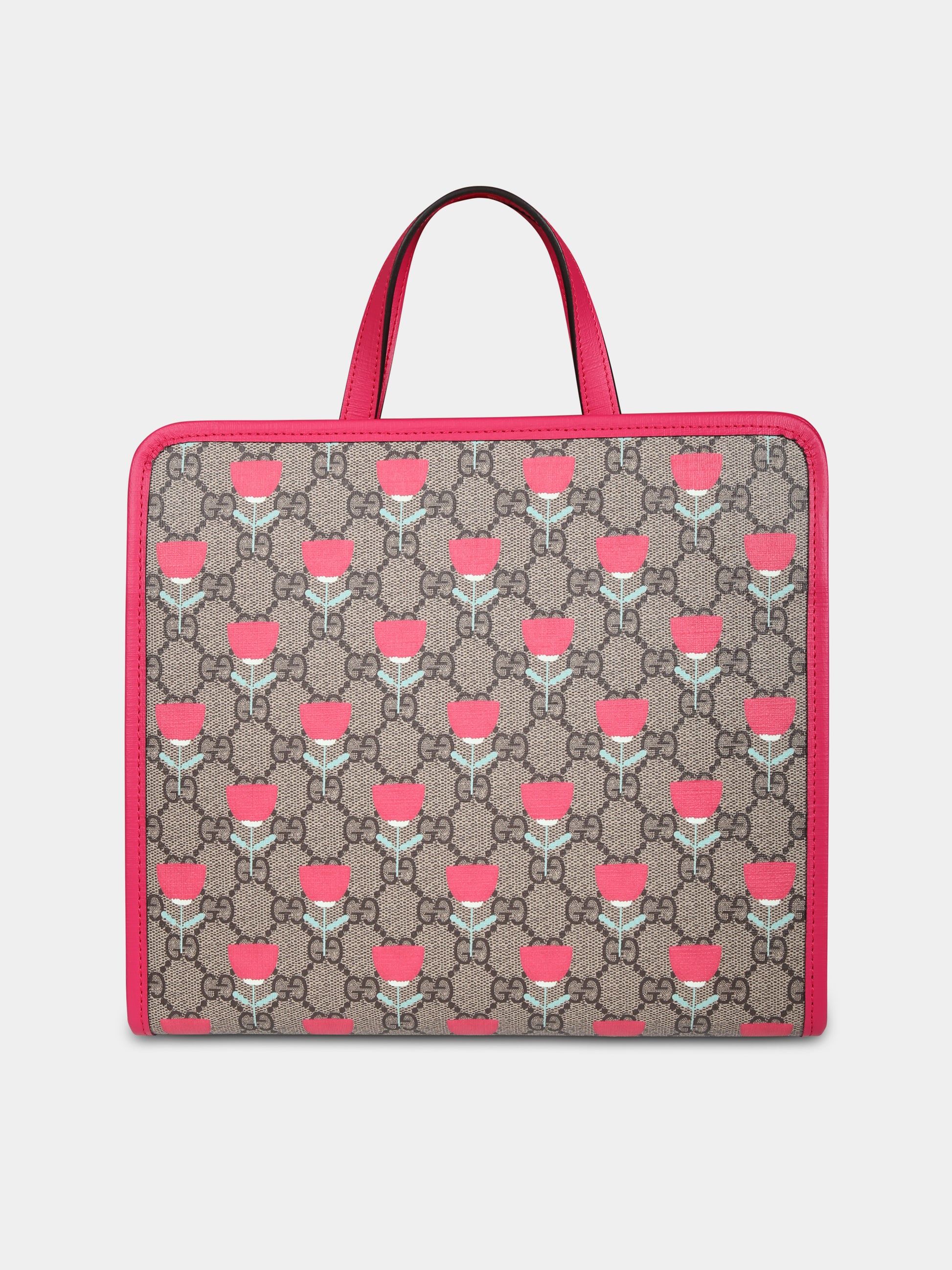 Borsa beige per bambina con stampa floreale,Gucci Kids,605614 FADK8 9777