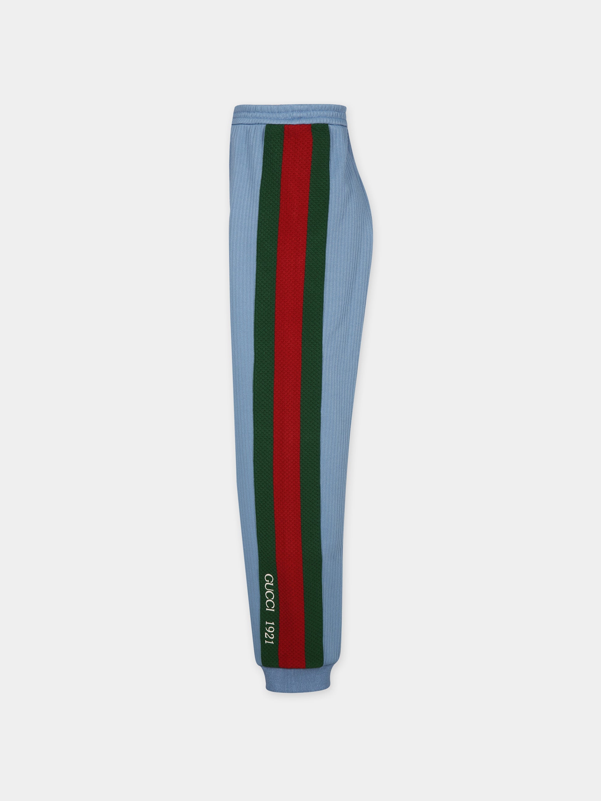 Pantaloni celesti per bambini con dettaglio Web,Gucci Kids,781513 XJGIZ 4565