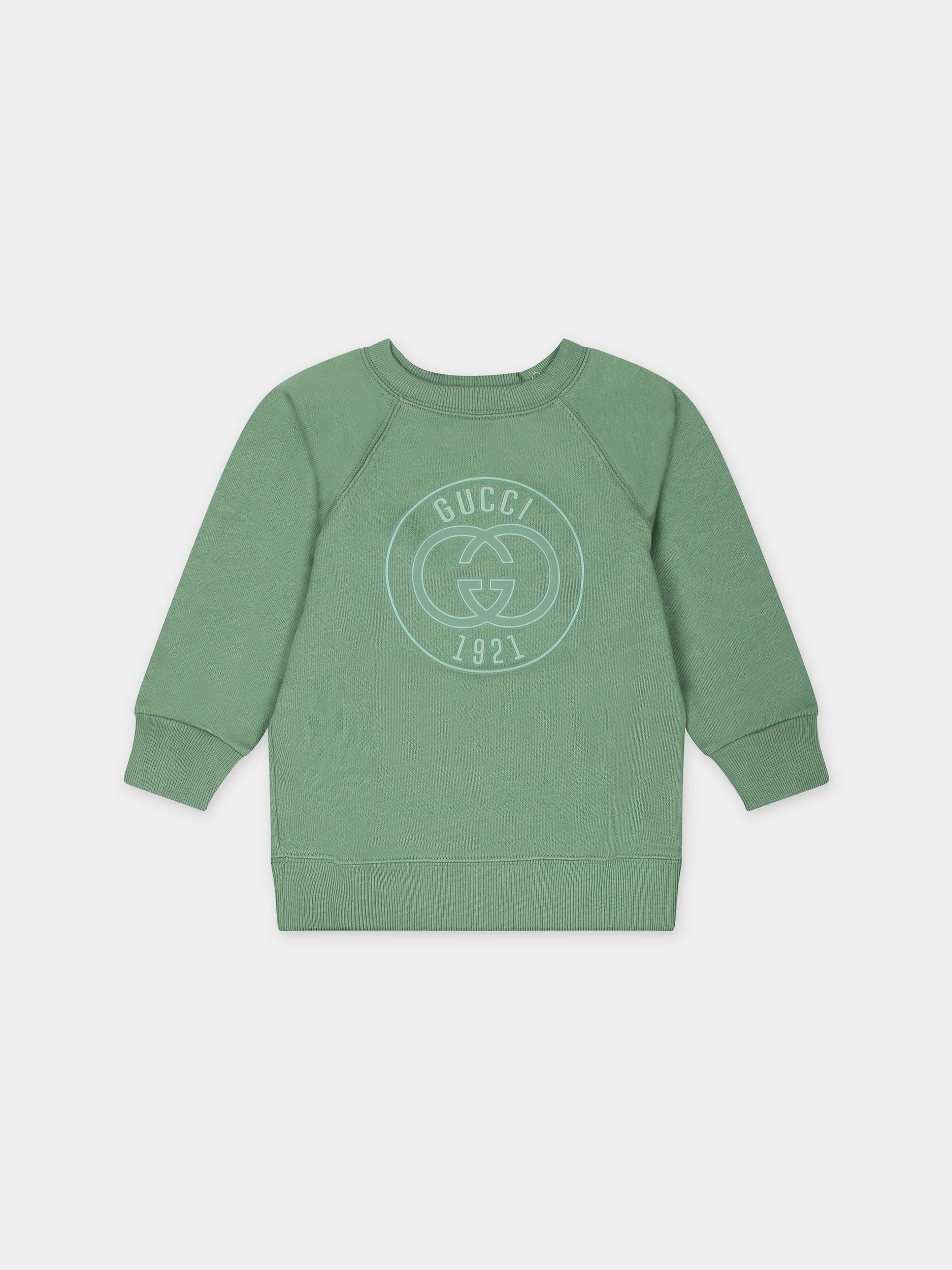 Felpa verde per neonati con logo Gucci 1921,Gucci Kids,653687 XJGJE 3157