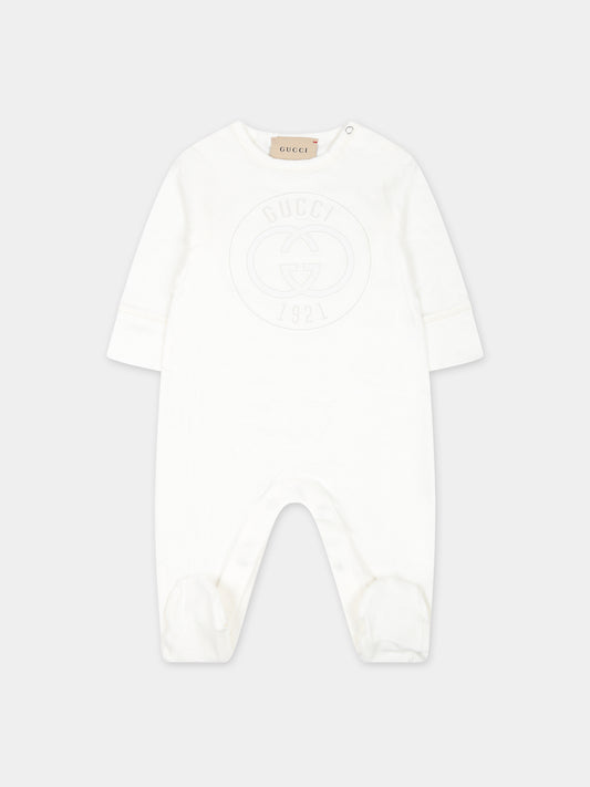 Tutina avorio per neonati con incrocio GG,Gucci Kids,790163 XJGJC 9214