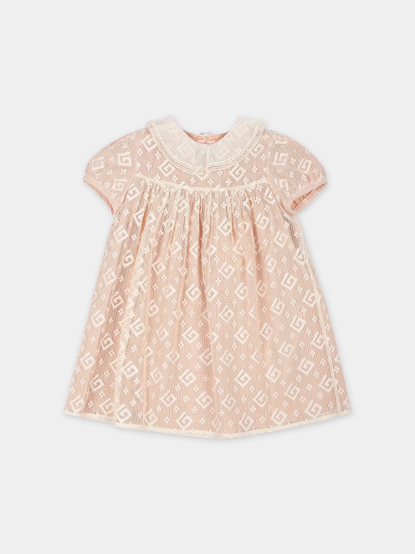 Vestito rosa per neonata con motivo G Quadro,Gucci Kids,781181 ZAQJF 9006