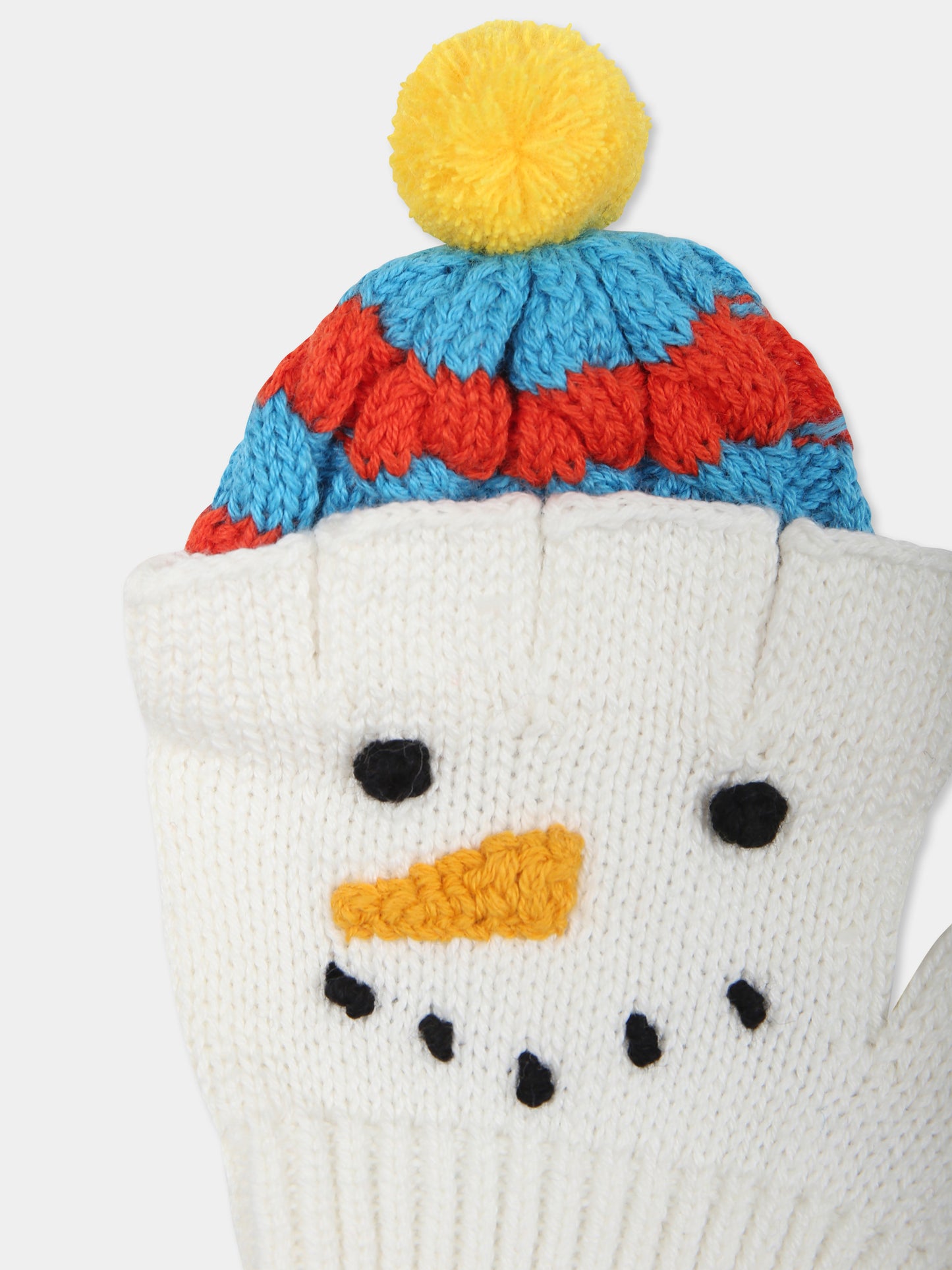 Guanti avorio per bambini con pupazzo di neve,Stella Mccartney Kids,TV0P49 Z1528 101