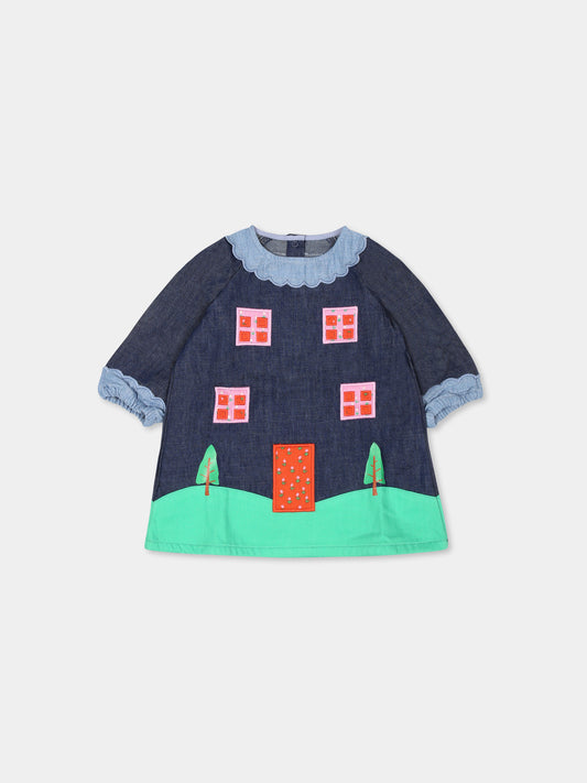 Vestito blu per neonata con finestre,Stella Mccartney Kids,TV1060 Z0161 666