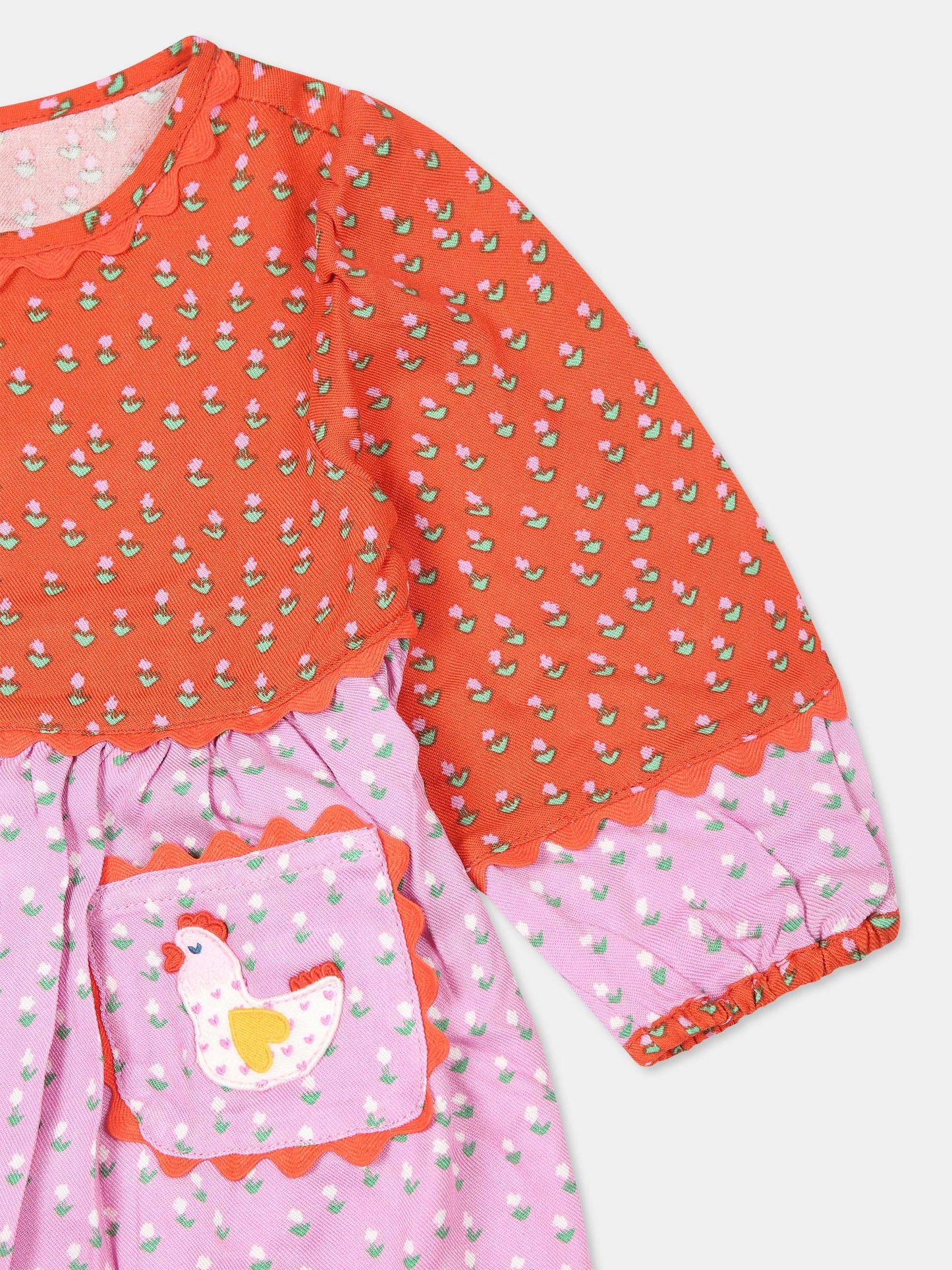 Vestito rosa per neonata con galline,Stella Mccartney Kids,TV1080 Z2086 50GMC