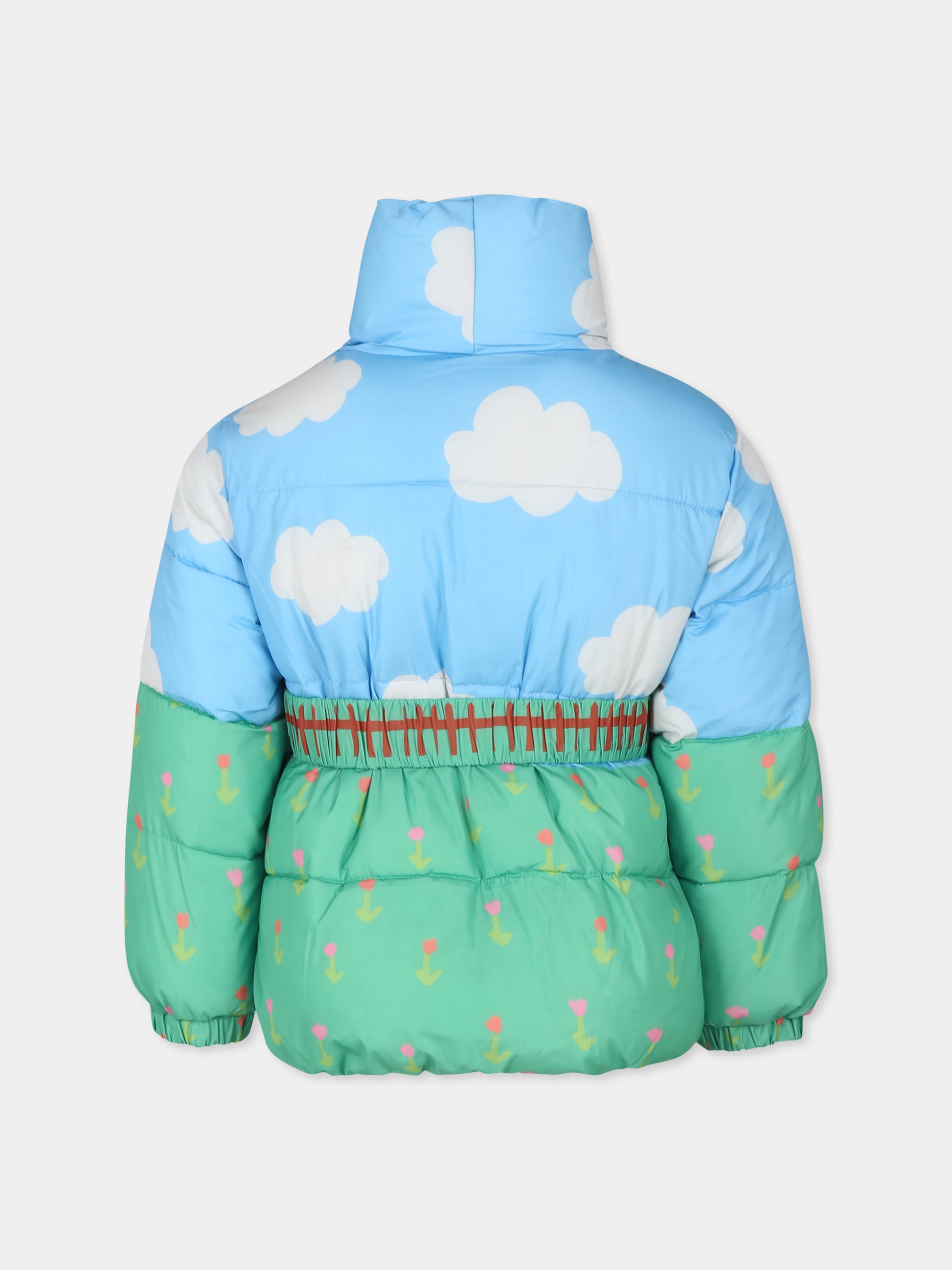 Piumino azzurro per bambina con nuvole,Stella Mccartney Kids,TV2A07 Z2056 999MC