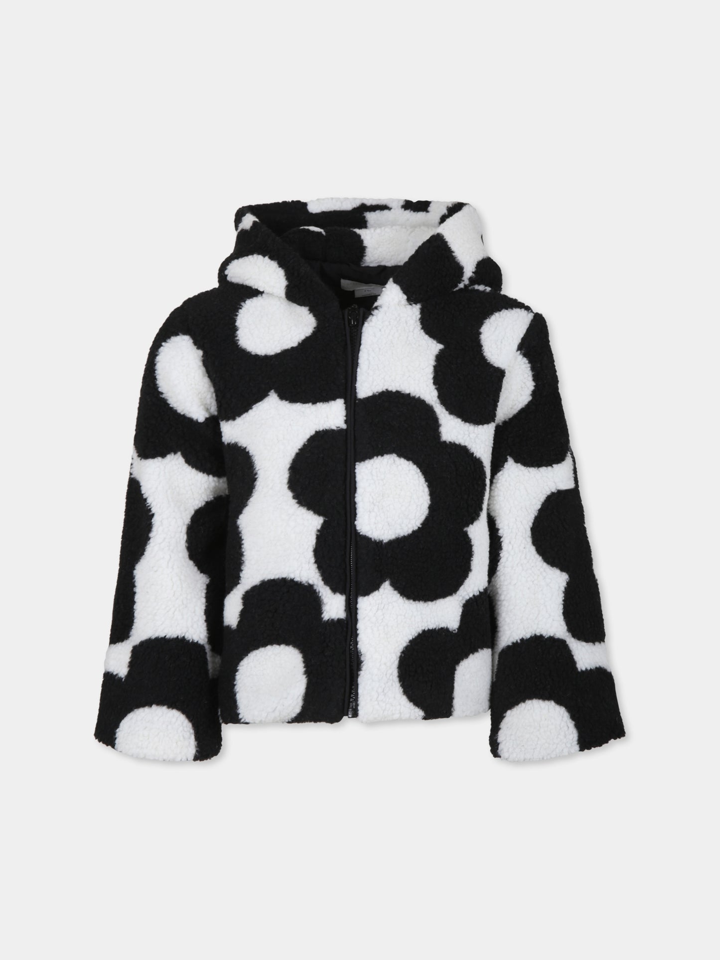 Ecopelliccia bianca per bambina con fiori neri