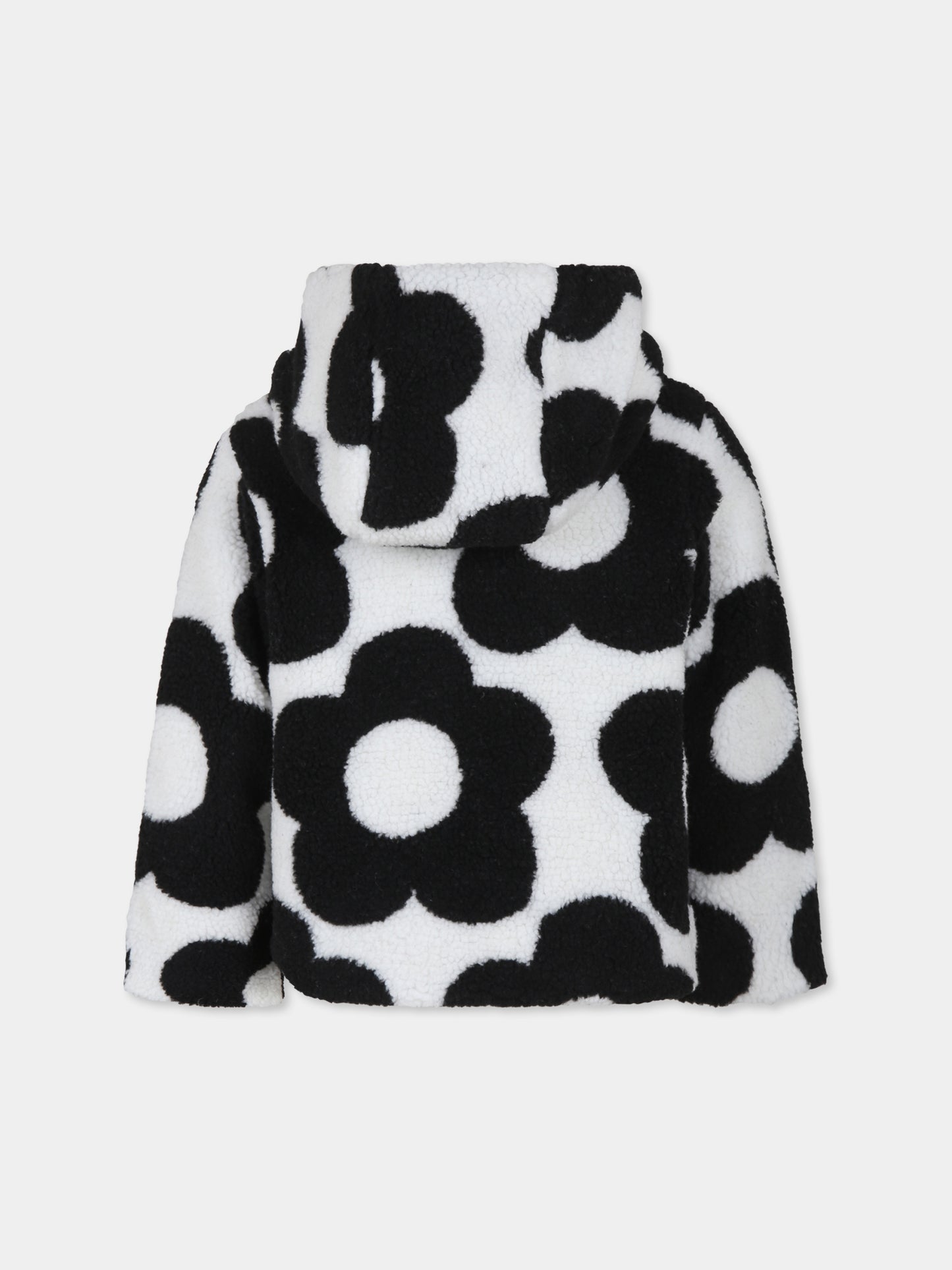 Ecopelliccia bianca per bambina con fiori neri