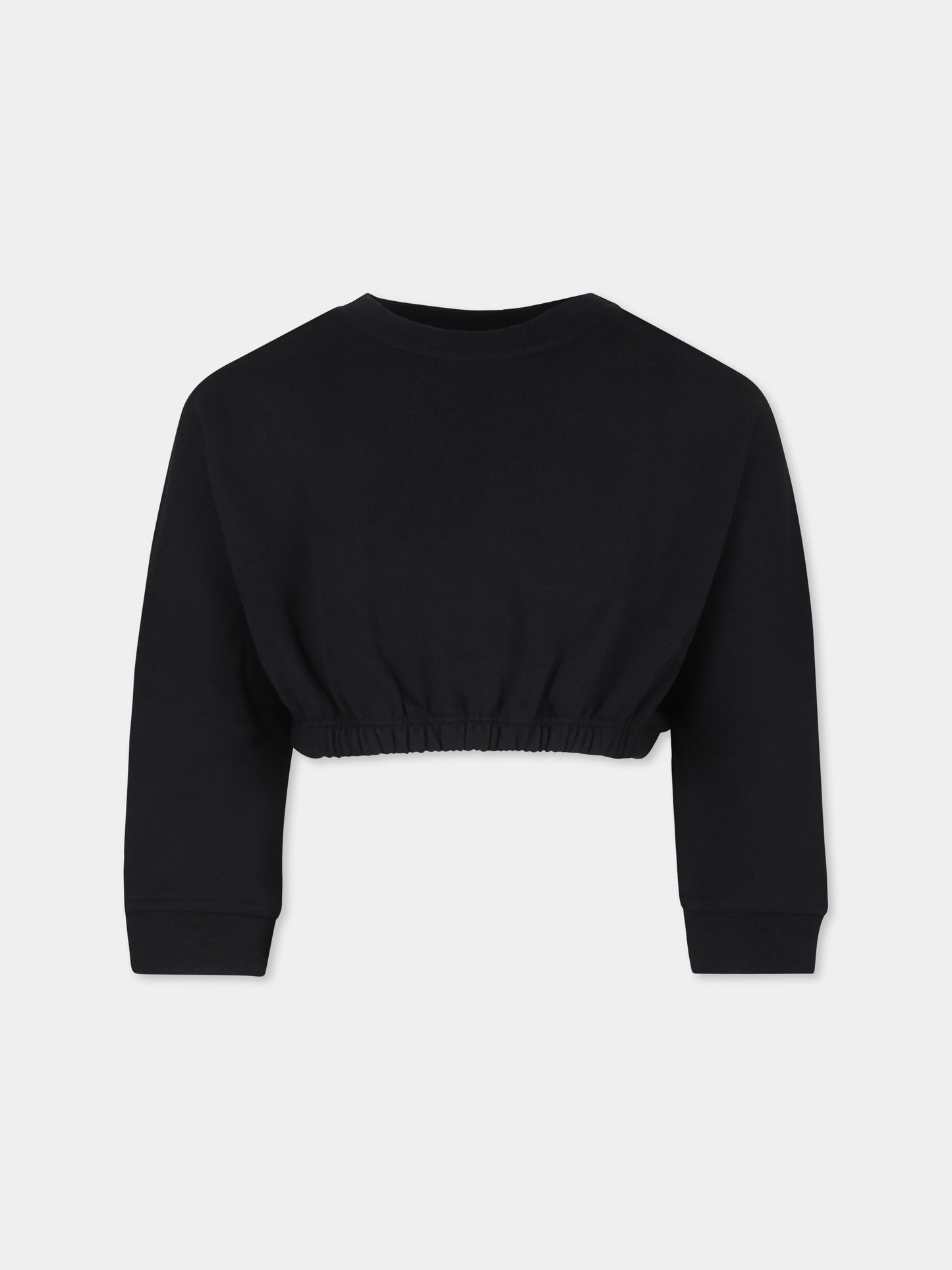 Felpa crop nera per bambina con logo,Stella Mccartney Kids,TV4D40 Z0453 930