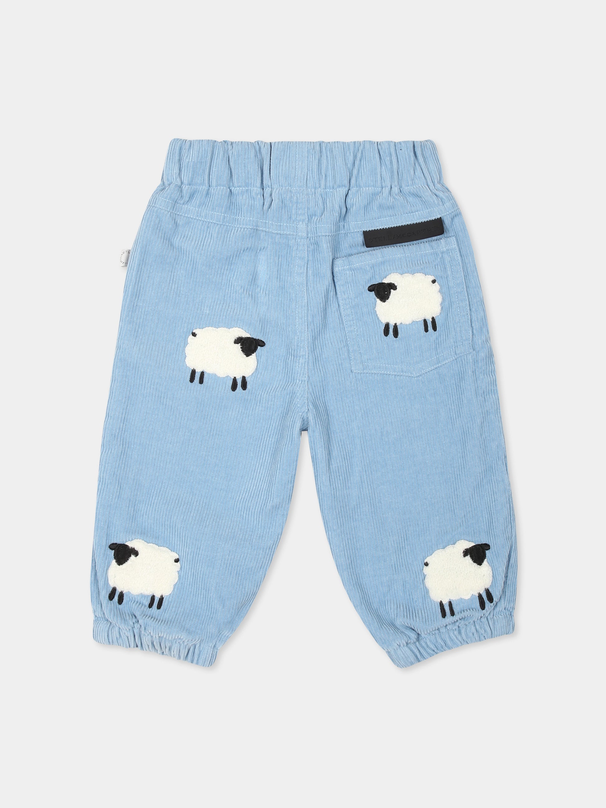 Pantaloni azzurri per neonati con pecore,Stella Mccartney Kids,TV6540 Z0829 670