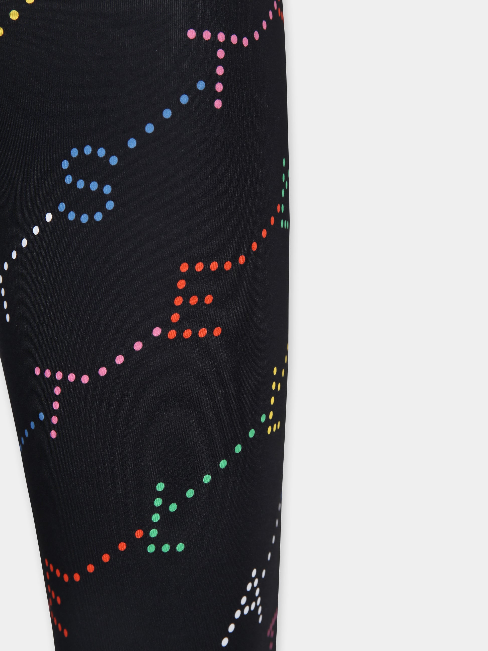 Leggings neri per bambina con stampa logo,Stella Mccartney Kids,TV6C90 Z2027 930MC