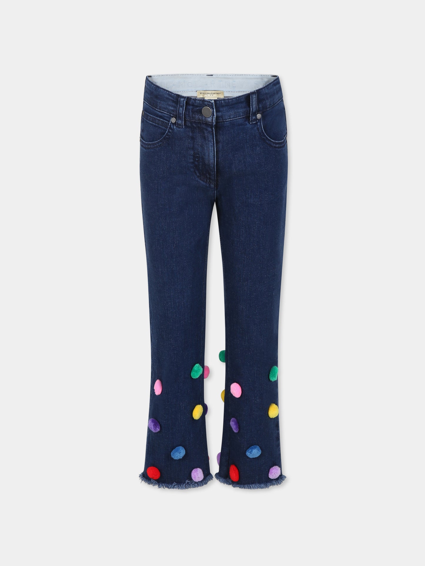 Jeans neri per bambina con pompons,Stella Mccartney Kids,TV6E70 Z0153 666