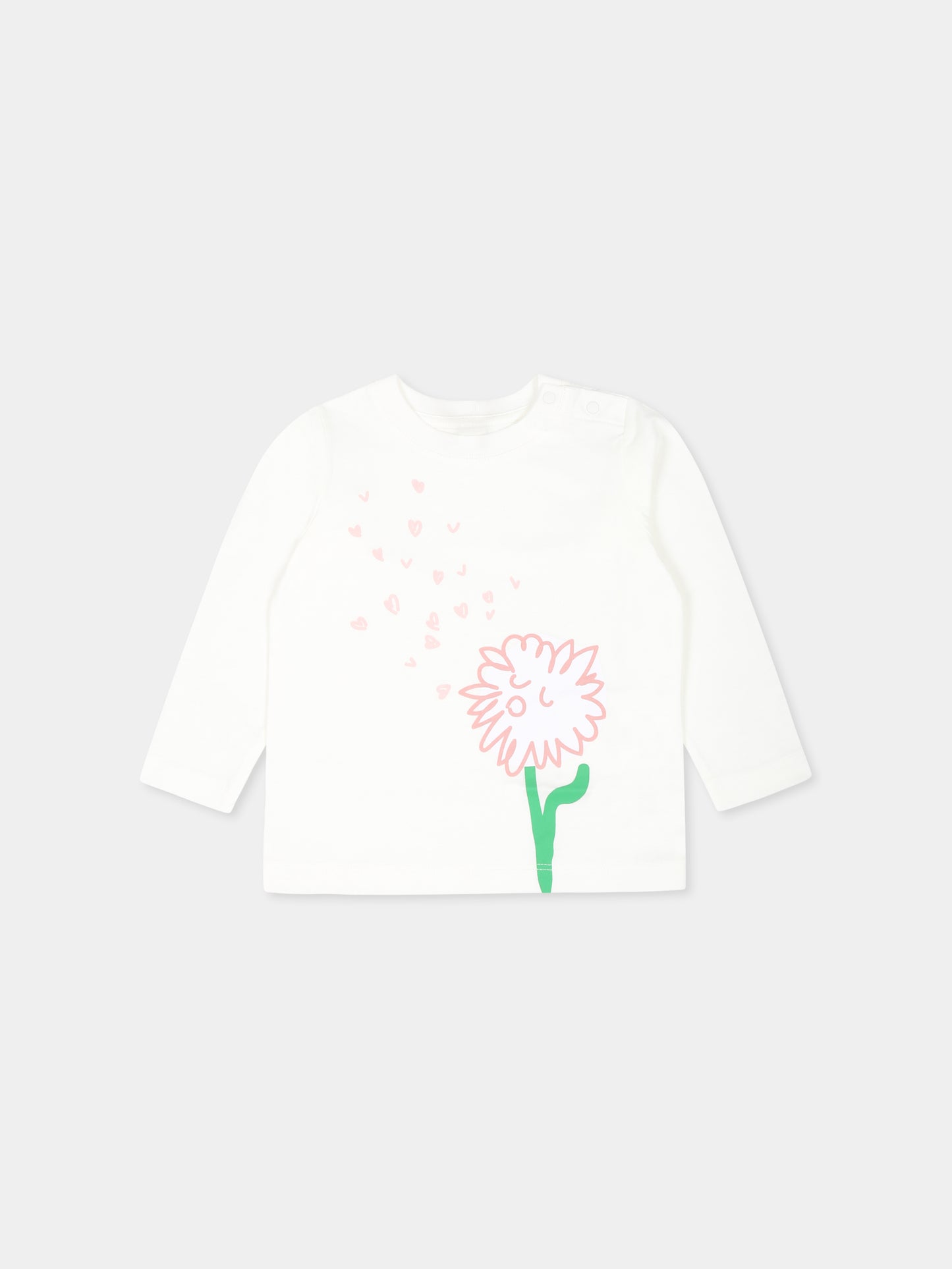 T-shirt bianca per neonata con stampa fiore,Stella Mccartney Kids,TV8070 Z0434 101