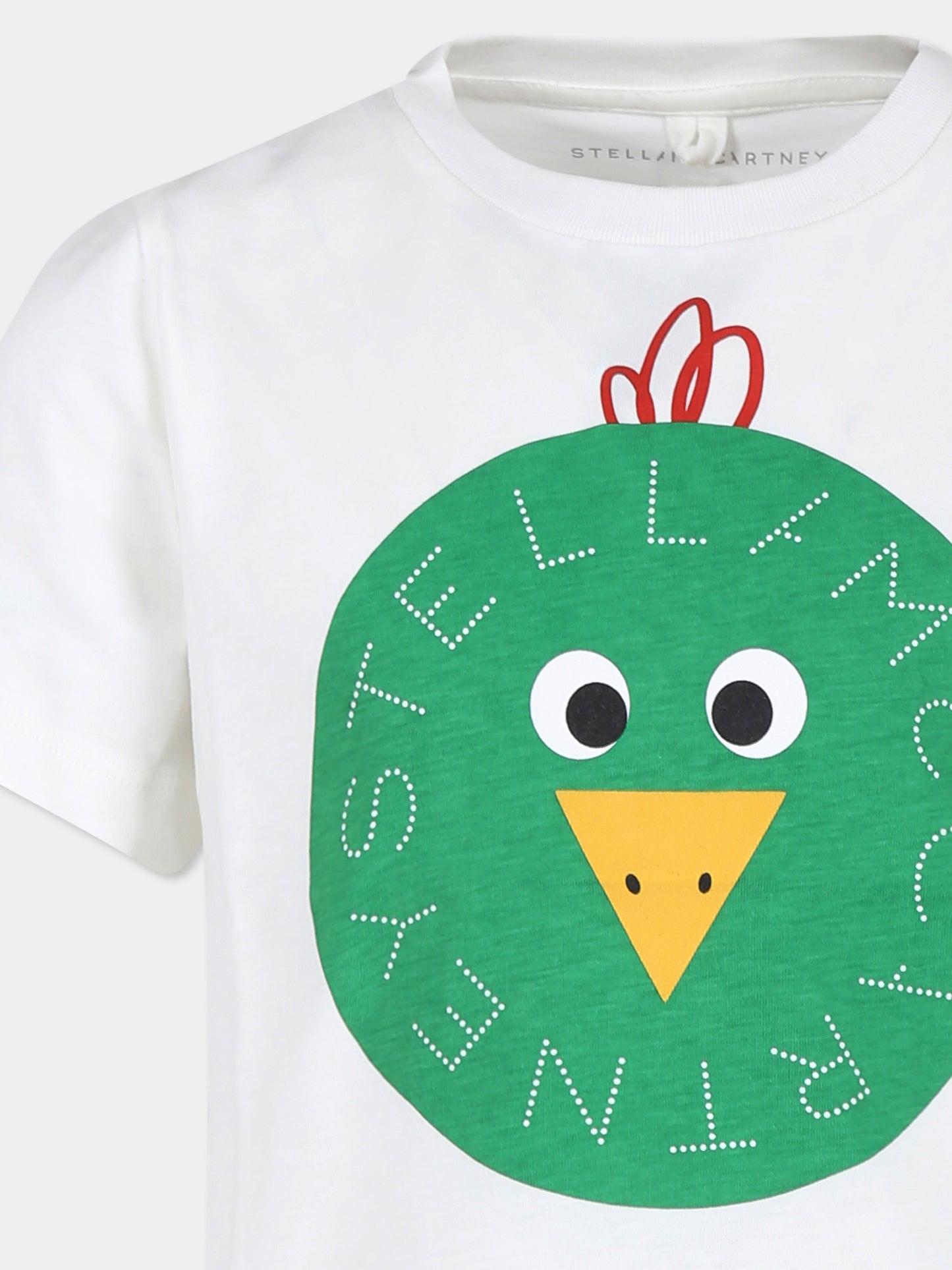 T-shirt bianca per bambino con stampa gallo,Stella Mccartney Kids,TV8R31 Z0434 101