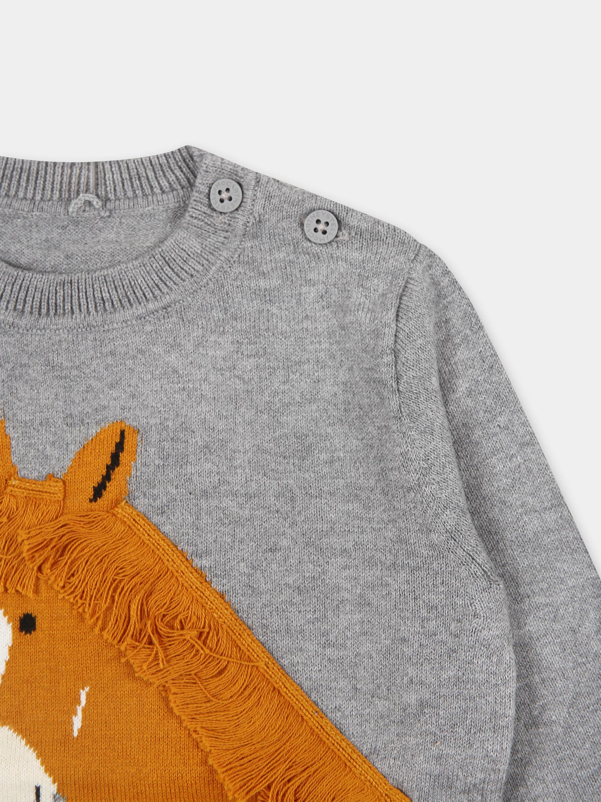 Maglione grigio per neonato con cavallo,Stella Mccartney Kids,TV9540 Z1528 807