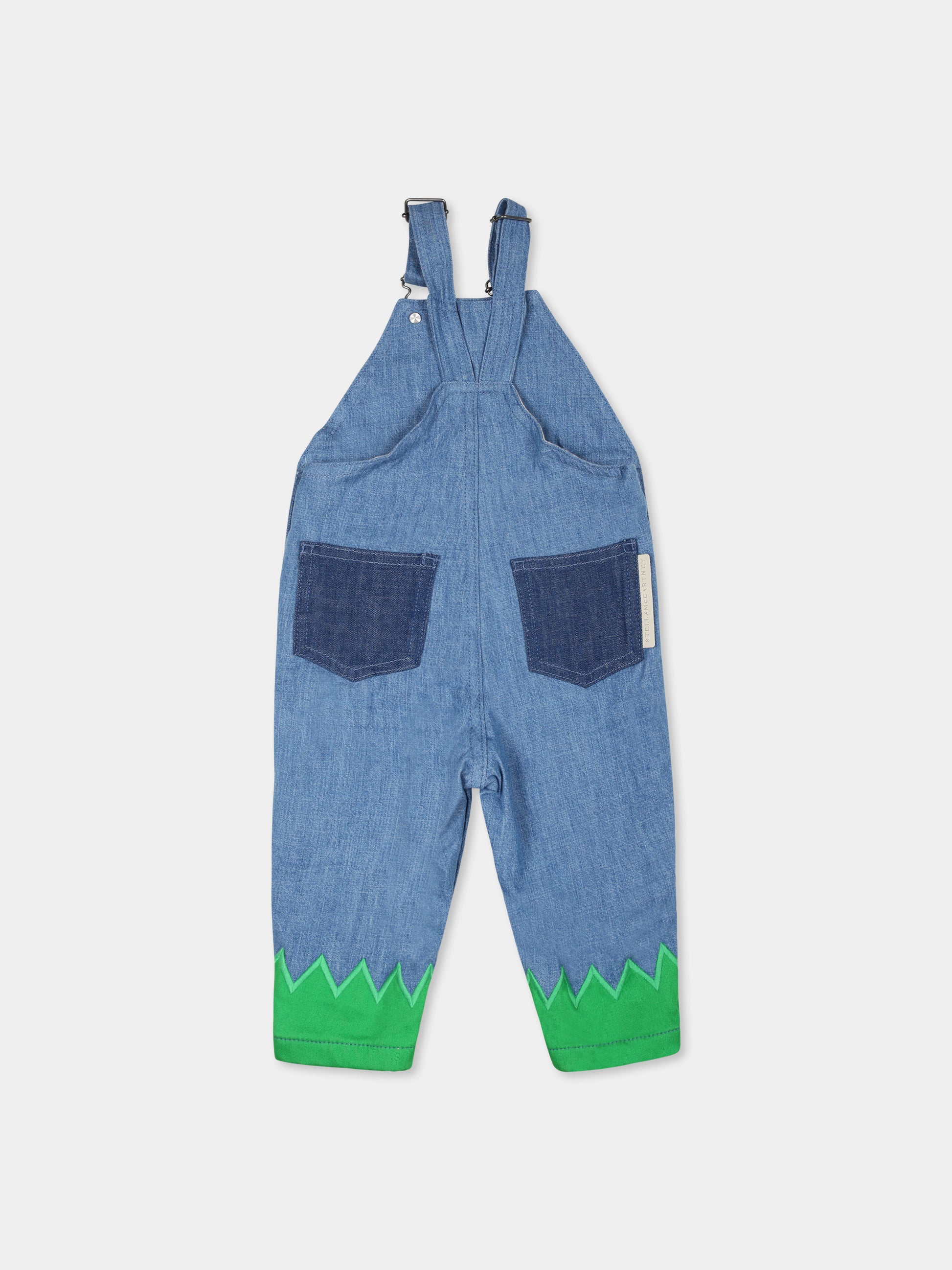 Salopette in denim per neonati con stampa casa,Stella Mccartney Kids,TVA512 Z0161 601