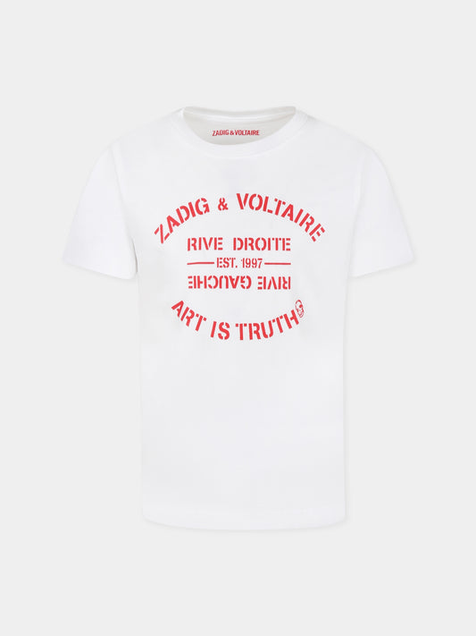 T-shirt bianca per bambini con logo