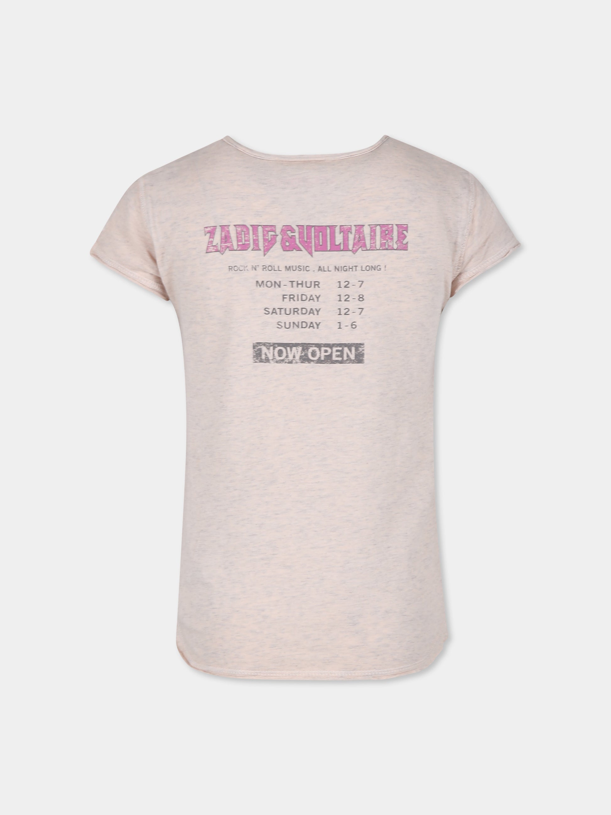 T-shirt rosa per bambina con stampa ghepardo,Zadig & Voltaire Kids,X60236 43B