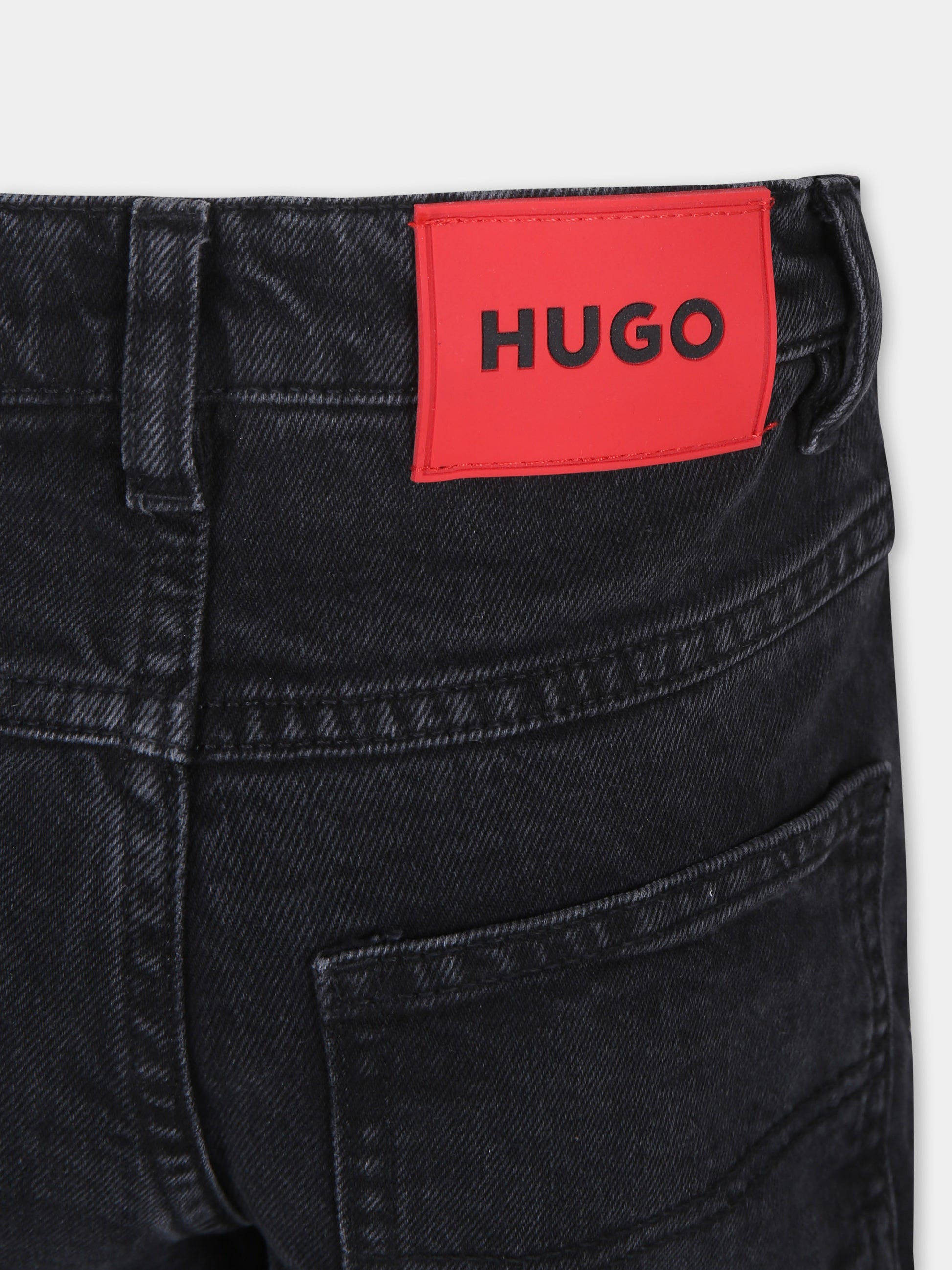 Jeans 446 nero per bambino con logo,Hugo,G00196 Z11