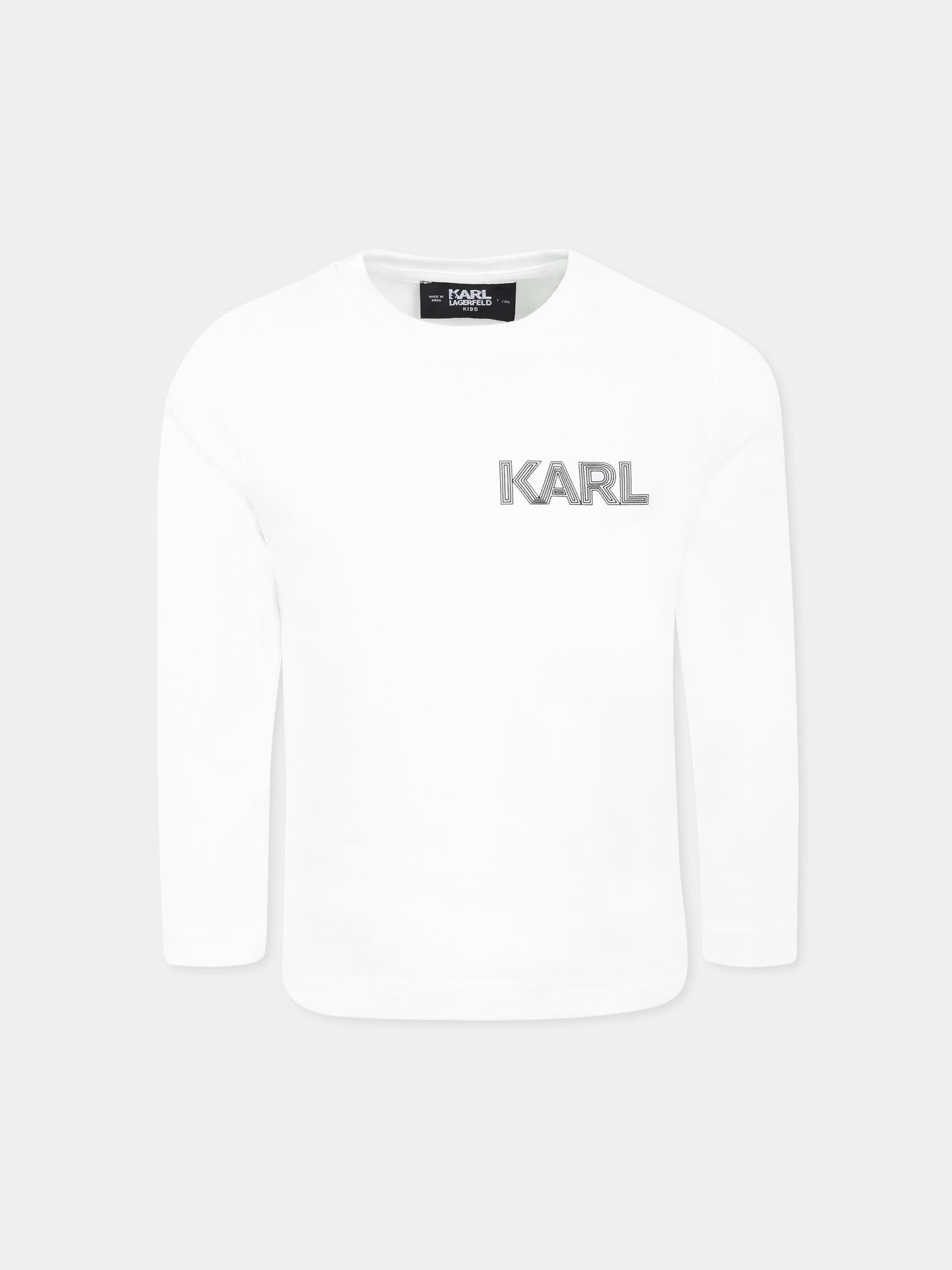 T-shirt bianca per bambini con stampa Karl
