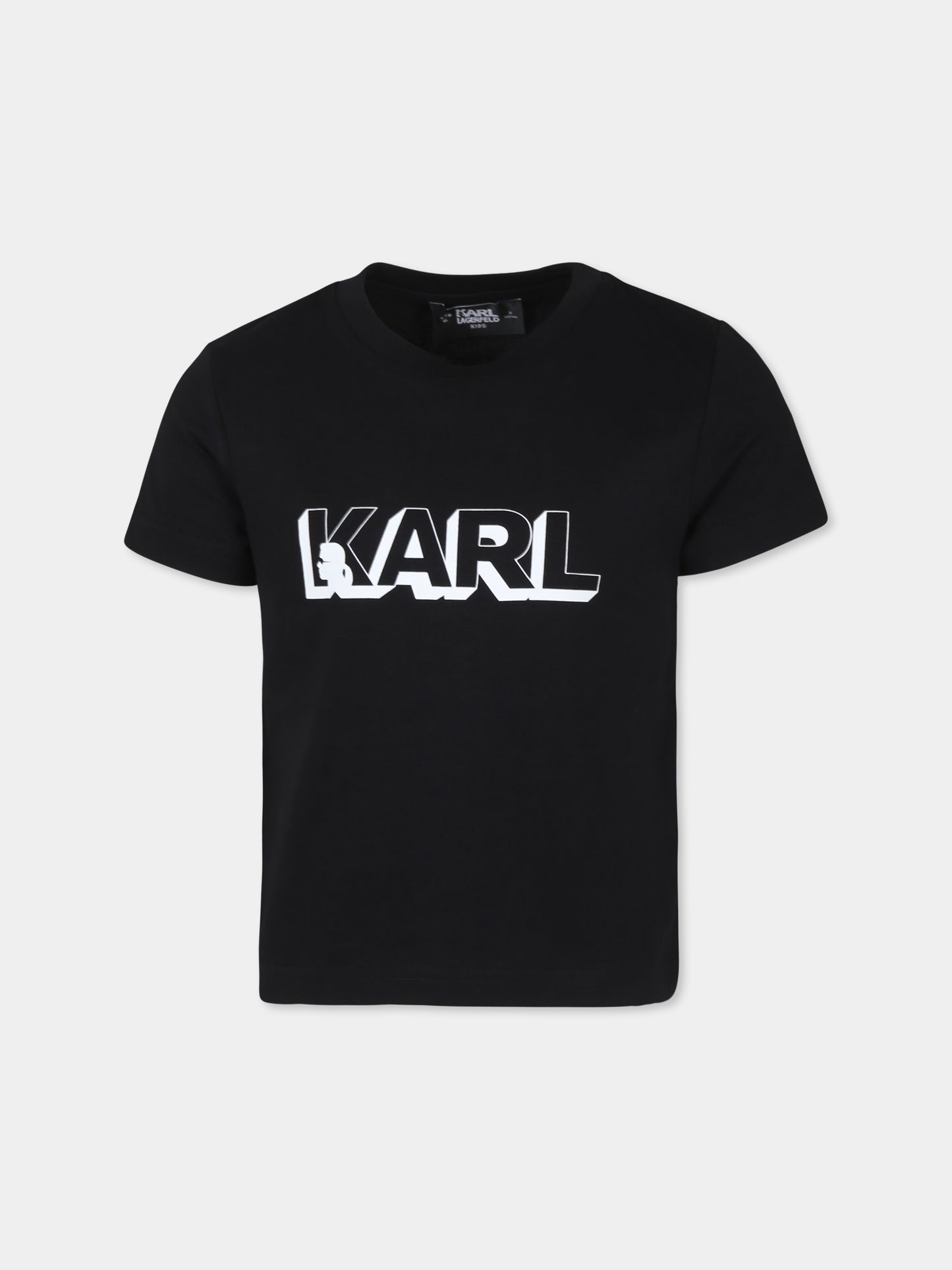 T-shirt nera per bambini con logo,Karl Lagerfeld Kids,Z30254 09B