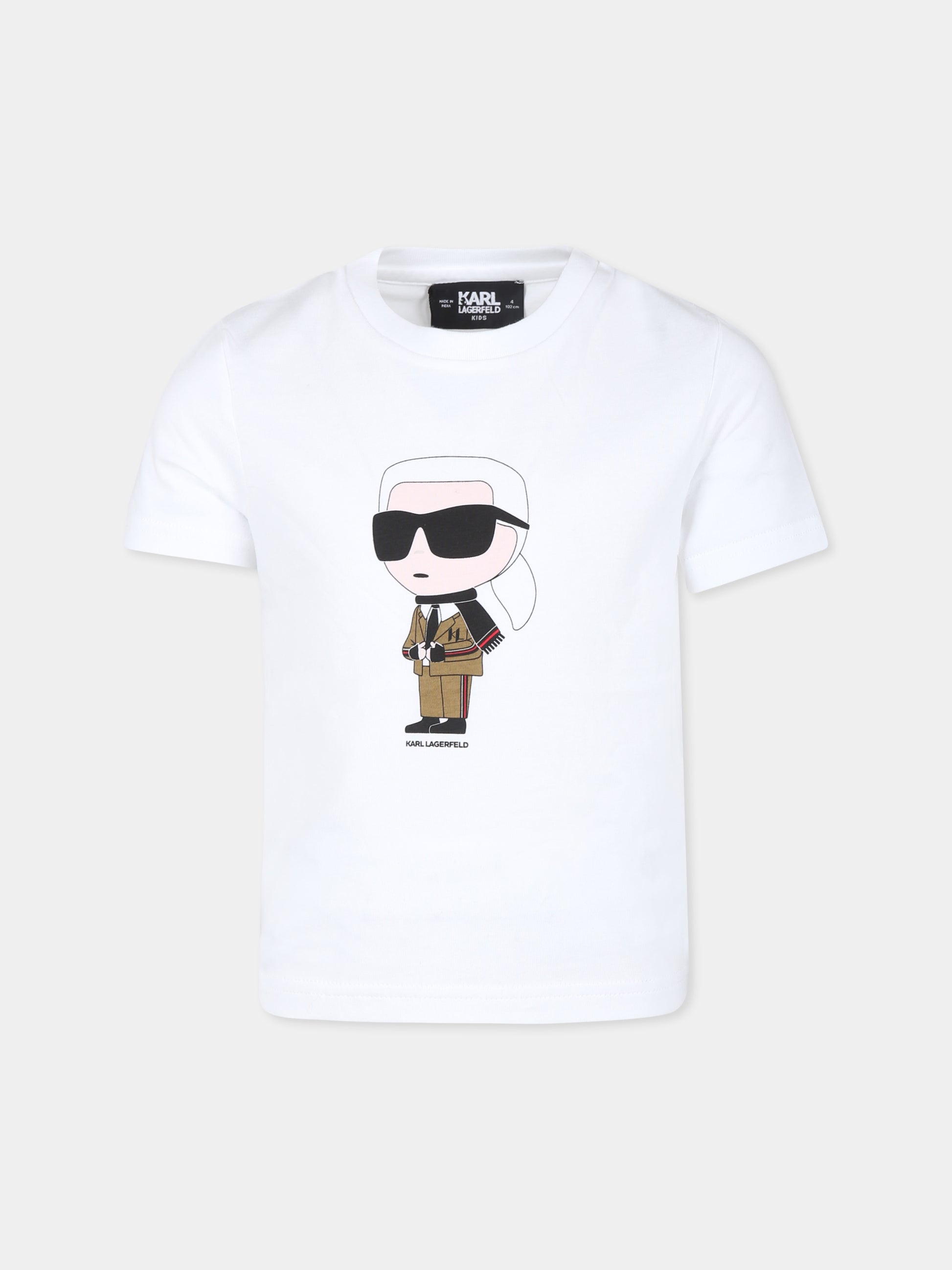 T-shirt bianca per bambino con Karl,Karl Lagerfeld Kids,Z30241 10P