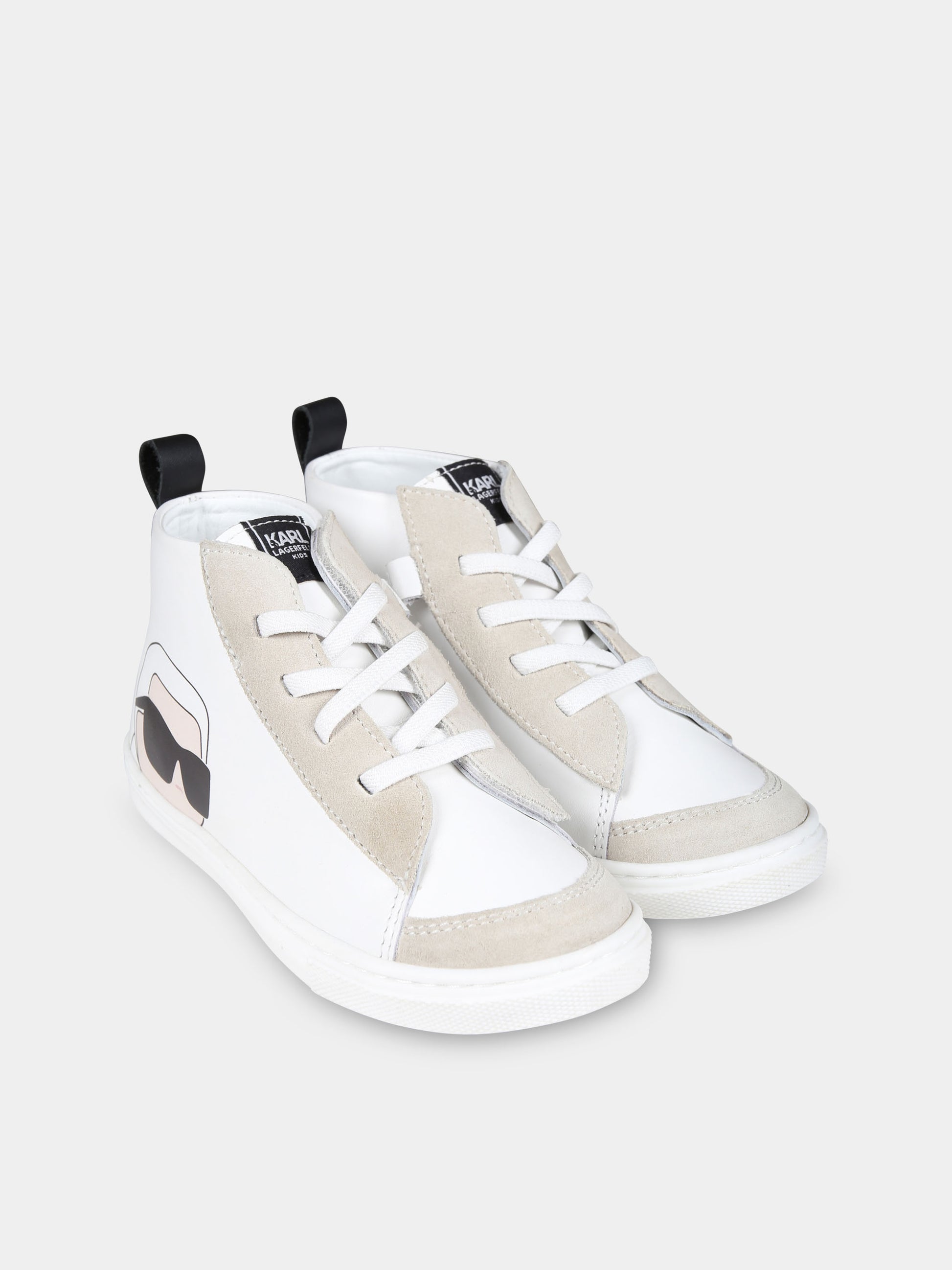 Sneakers bianche per bambini con Karl,Karl Lagerfeld Kids,Z30319 10P